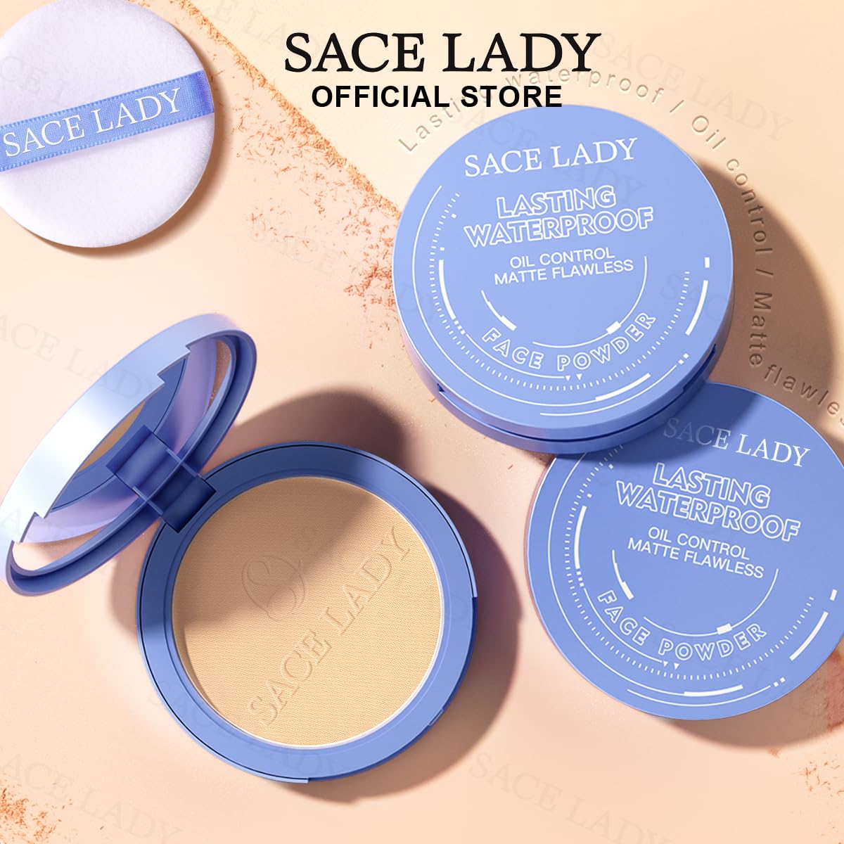SACE LADY Face Powder Waterproof Sets Makeup, Controls Shine, Smooth Fine Lines for Flawless Lightweight Finish, Long Lasting Matte Compact Setting Powder Cosmetics Cruelty-free, 0.35oz (#03) - Image 8