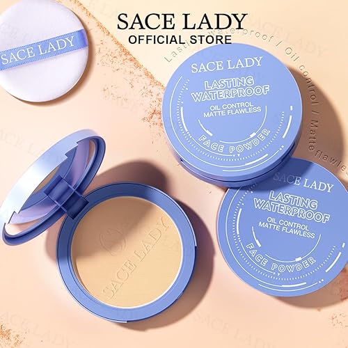 Miniatura 8 de SACE LADY Set de maquillaje en polvo prensado facial, controla el brillo, líneas finas suaves para un efecto de acabado ligero impecable, cosméticos
