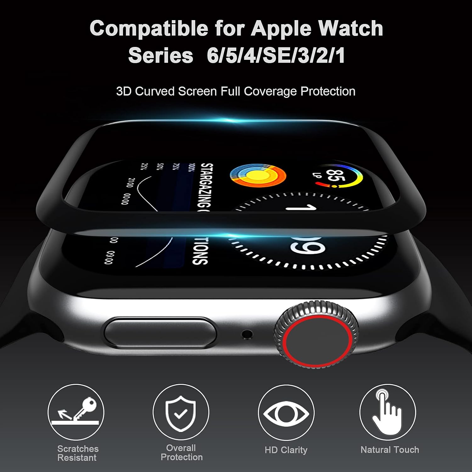 【3 Pack】Screen Protector for Apple Watch Series 6/SE/5/4, 3D Curved Full Coverage HD Ultra Bubble-Free Scratch-resistant Shatterproof Flexible Protector Film [Easy Installation] (44MM)