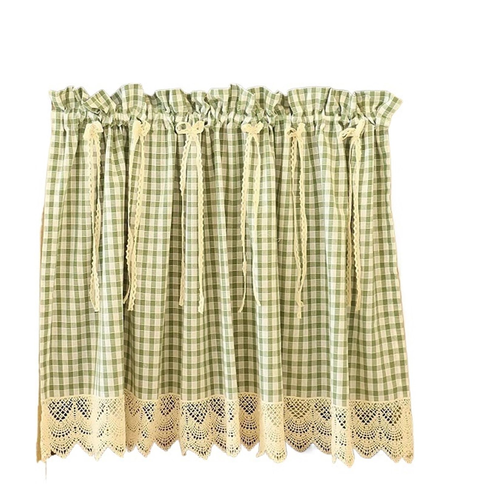 Rideau occultant en dentelle vichy 135x170cm pour déco cuisine vintage