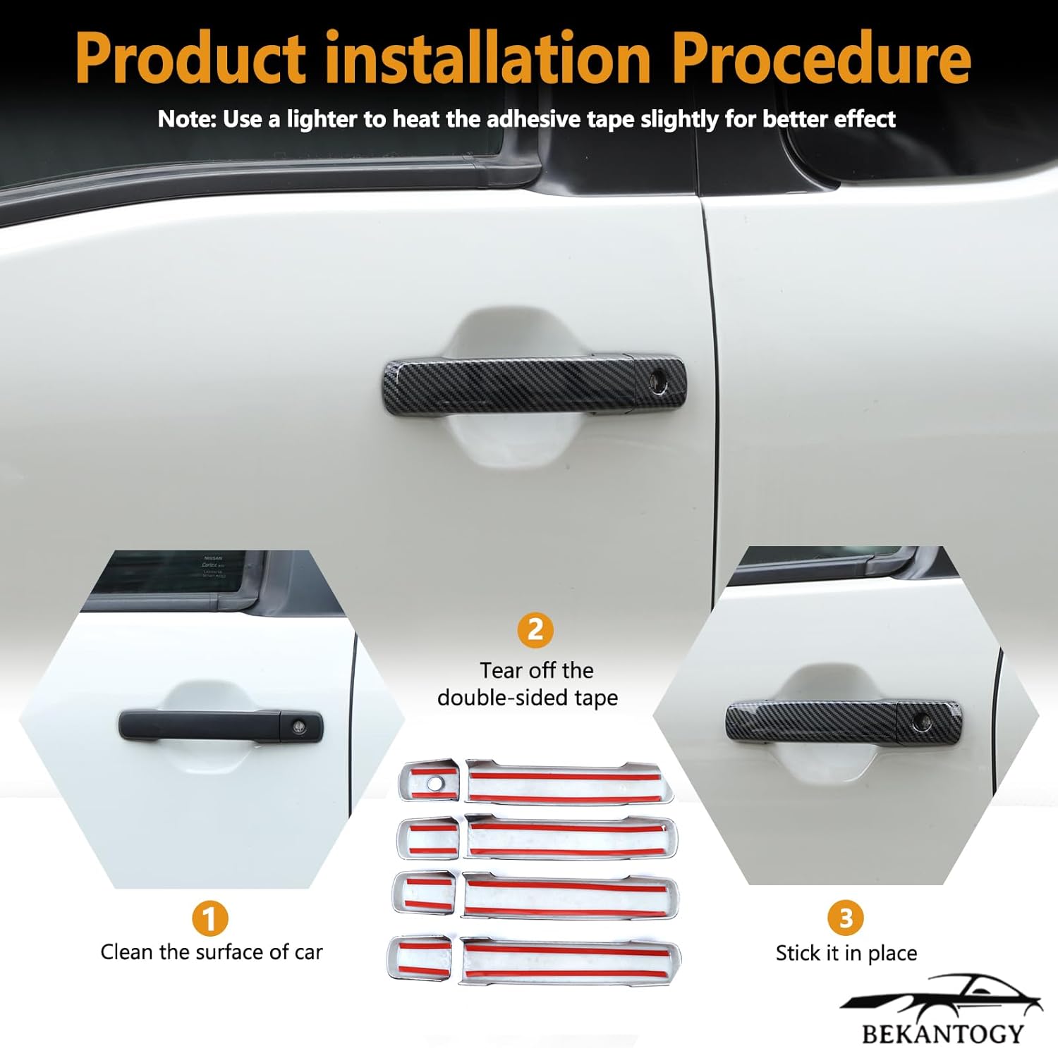 8PCS Exterior Door Handle Cover Compatible with Nissan Frontier Crew Cab/SV/Four-Door Model ABS Exterior Door Handle Protector Trim Cover (Carbon Look, 2022-2025)