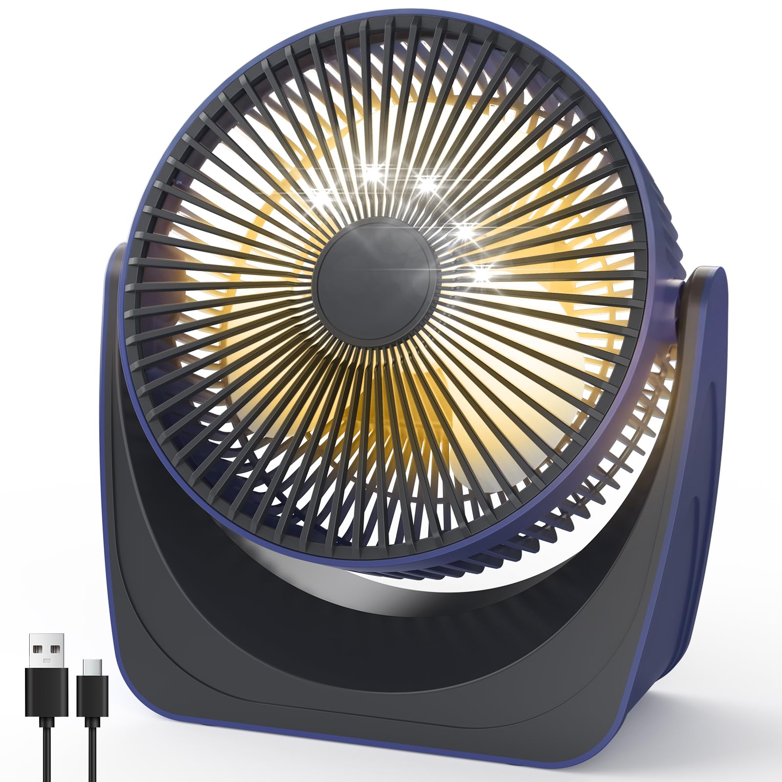 SHAVINGFUN Quiet Pedestal Fan,Desk Air Circulator Fans,Efficient Cooling & Circulation, Powerful Airflow Table Oscillating Fan with 3 Speed, 90° Adjustable Tilt Home,Offoce (Blue)