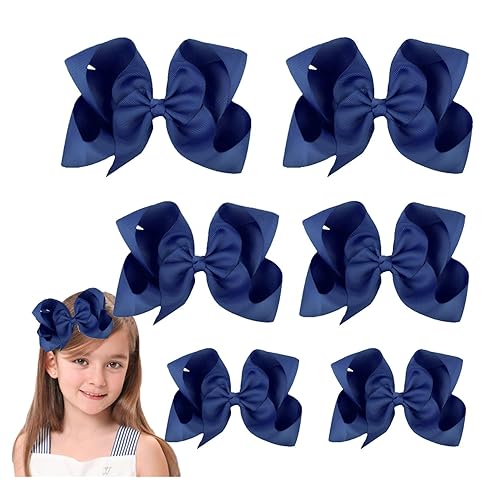 Lazo de pelo negro para niñas y niños pequeños 6 clips de lazos negros de 6 pulgadas ×2, 4 pulgadas ×2, 3 pulgadas ×2