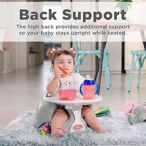 Miniatura 10 de Nuby My Floor Seat - Cojín de espuma suave con arnés de seguridad y diseño de respaldo alto, para edades de 4 a 12 meses, color rosa