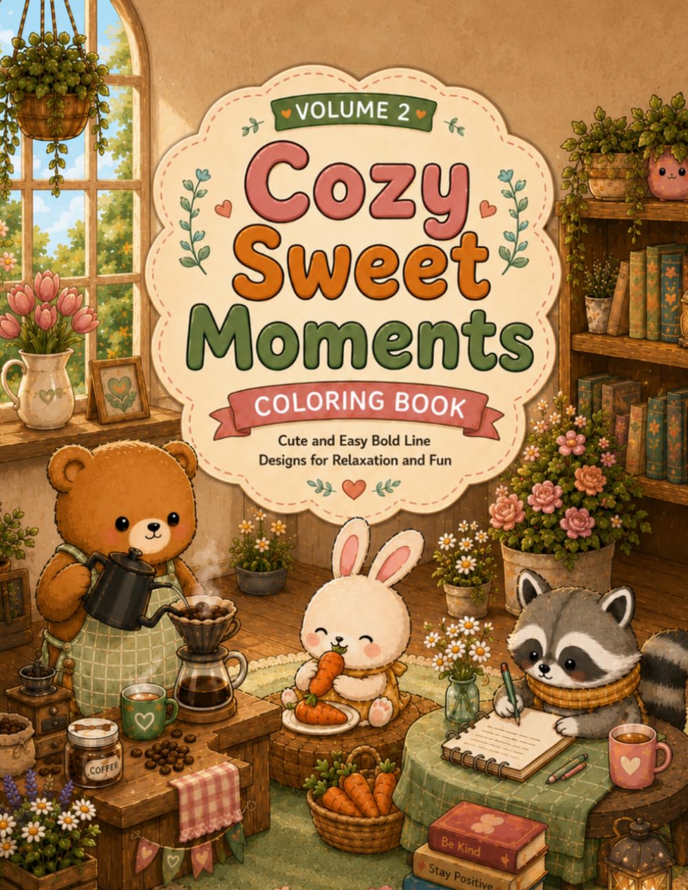 Cozy Sweet Moments: Cute and Easy Bold Line Designs for Relaxation and Fun