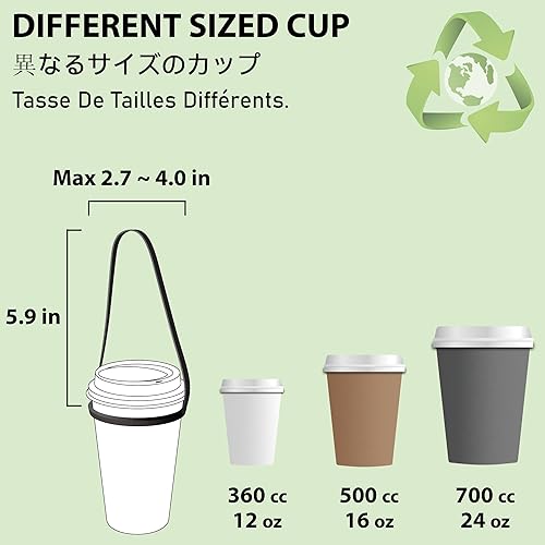 Miniatura 3 de Portavasos de café de silicona, portador de bebidas portátil, soporte para tazas de comida para llevar para bebidas frías y calientes, transportador