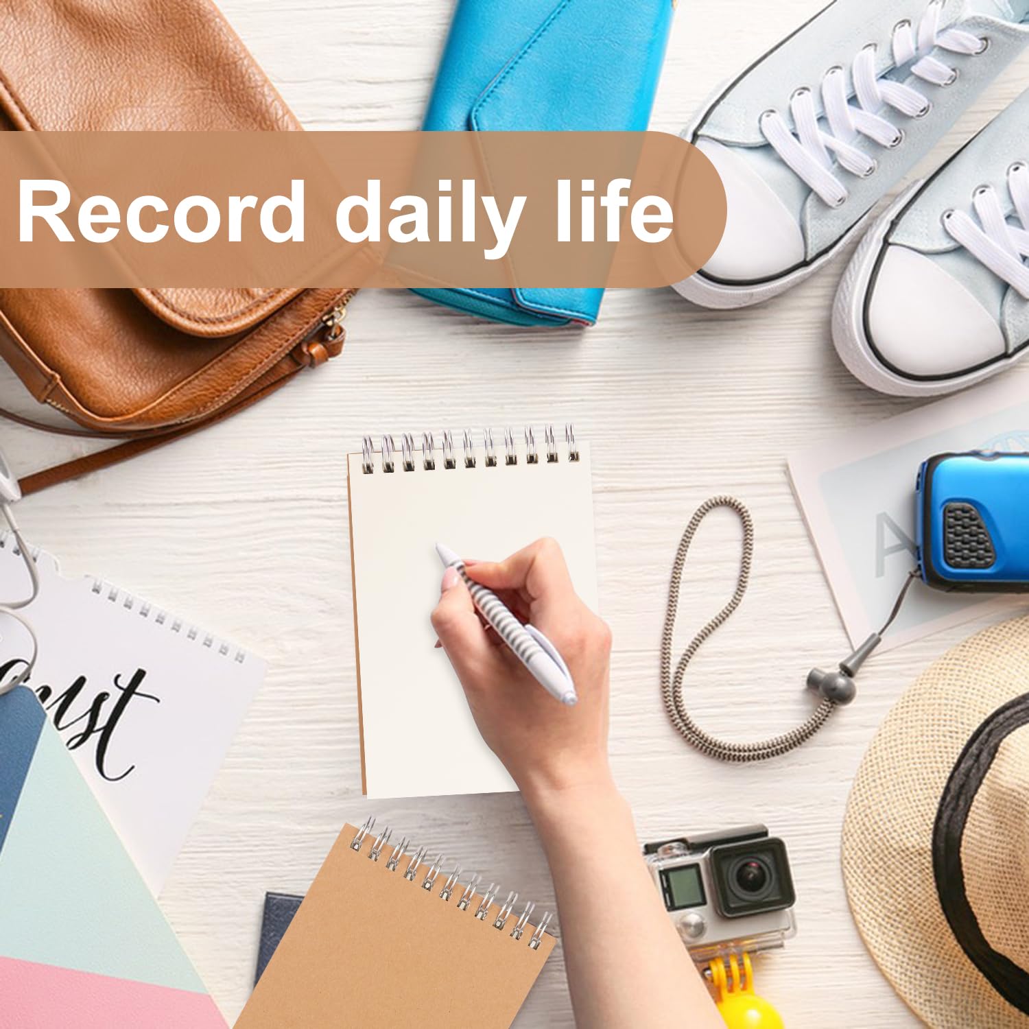 IHDYPPEW Paquete de 24 cuadernos rayados en espiral marrón, cuadernos A6 con espiral superior, cuadernos medianos versátiles para el trabajo, estudio y regalos, suministros de oficina, escuela (80