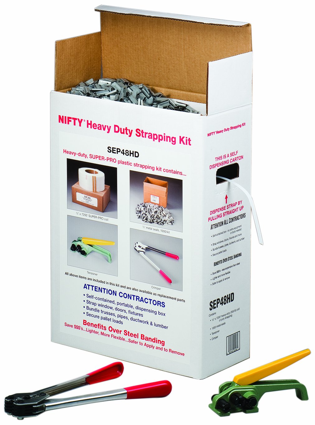 Nifty Products SEP48HD 1003 Piece Heavy Duty Polypropylene Jumbo Strapping Kit, 7200' Length x 1/2