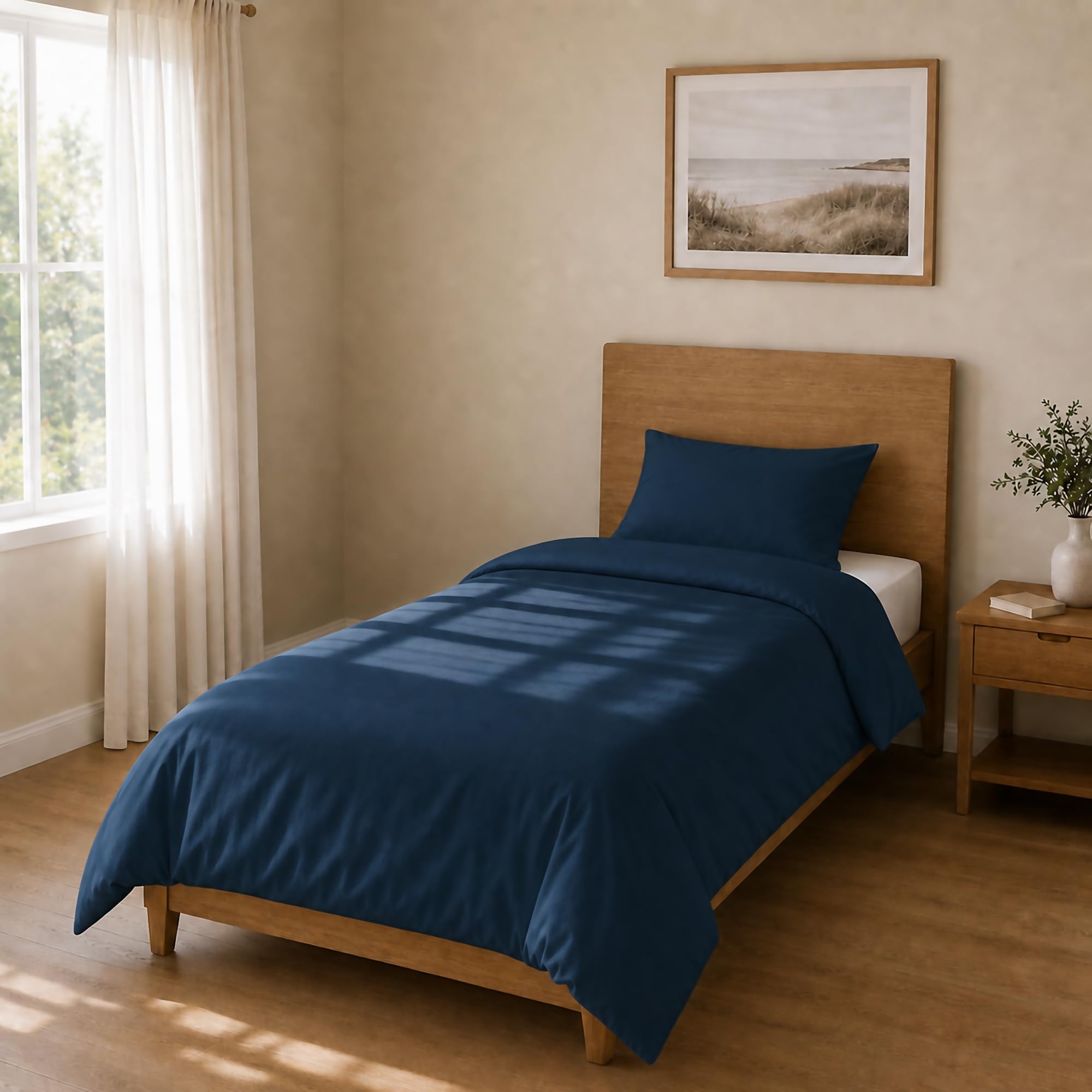Homebliss Microfibre Bed Linen Duvet Cover 150 x 220 cm + 45 x 75 cm 1 Piece Navy Blue