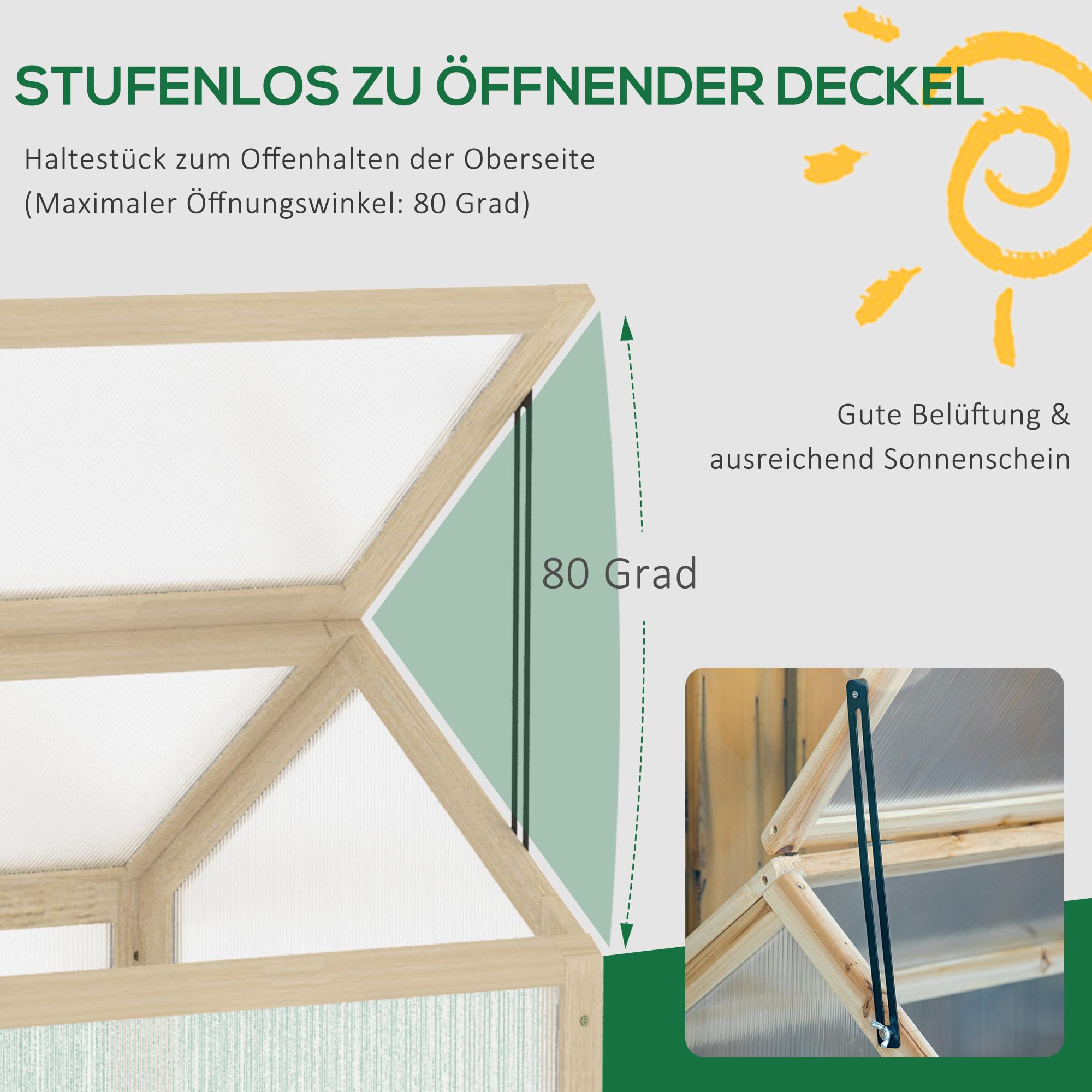 Outsunny Inspekt z drewna, mini szklarnia 90 x 52 x 49,5 cm, szklarnia z osłoną, przepuszczająca światło, skrzynka na inspekty, odporna na warunki zimowe, podwyższona grządka do ogrodu, na balkon,
