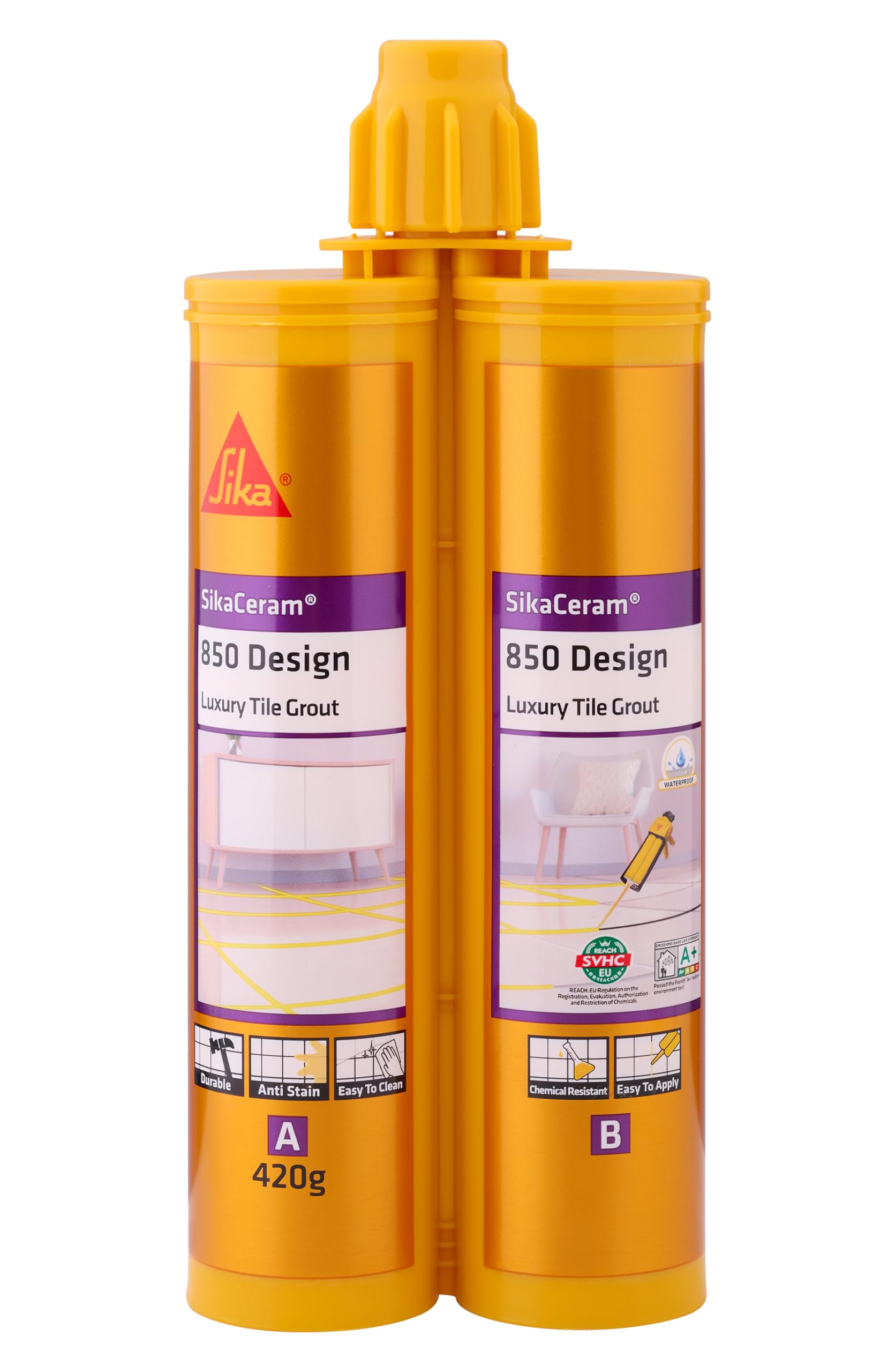 SIKA - Tile Grout - SikaCeram 850 Design - Light Khaki - Epoxy floor and wall tile coloured grout for joint 2-15mm inside - 420g-image-32