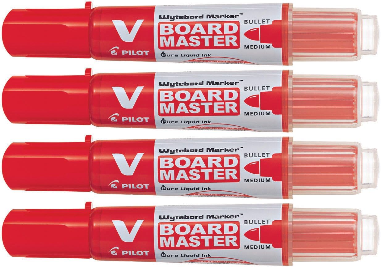Pilot 020965 V Board White Board Marker (Red - Pack Of 4)