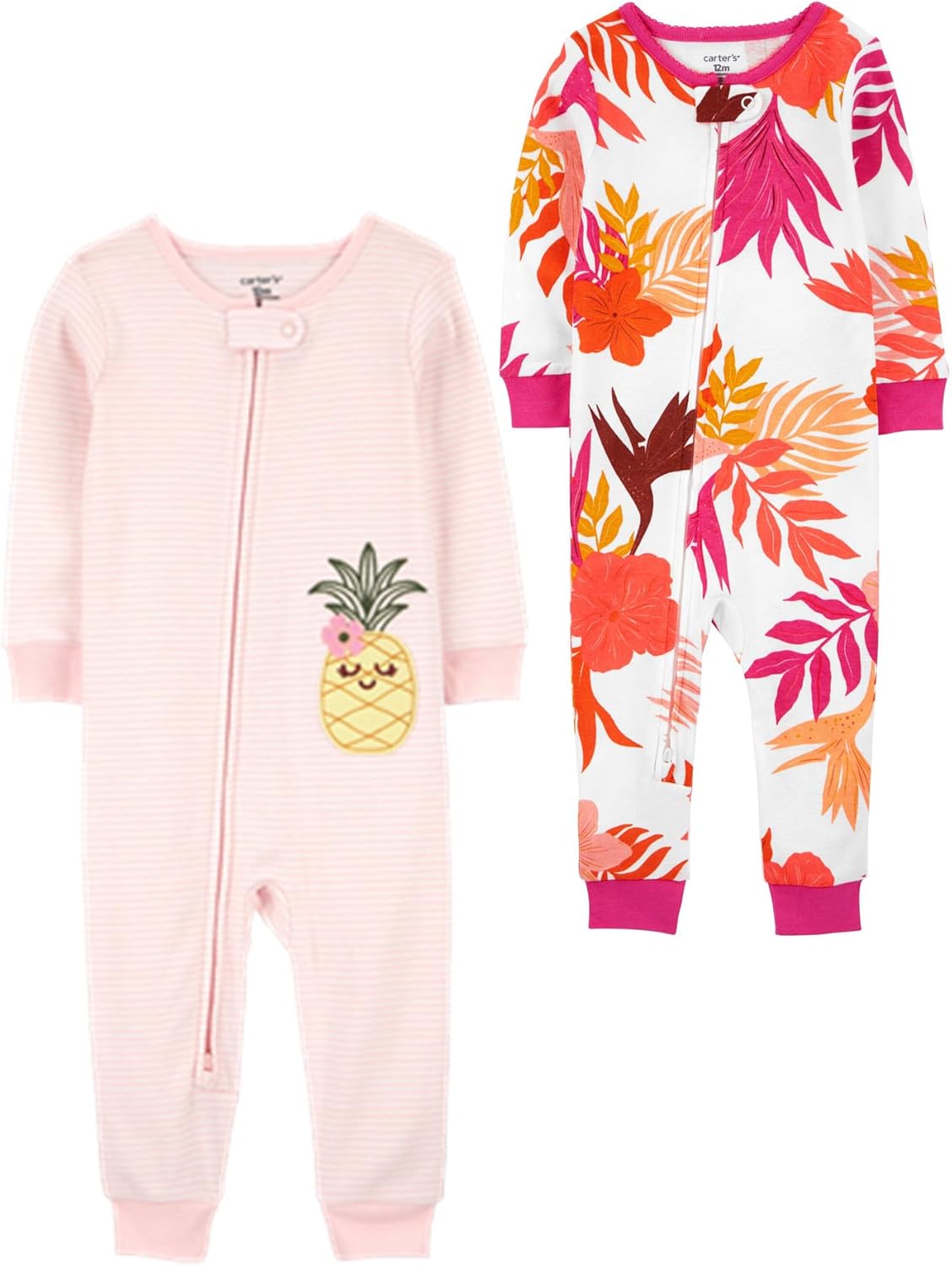 Carter's baby-girls 2-pack Cotton Footless Pajamas