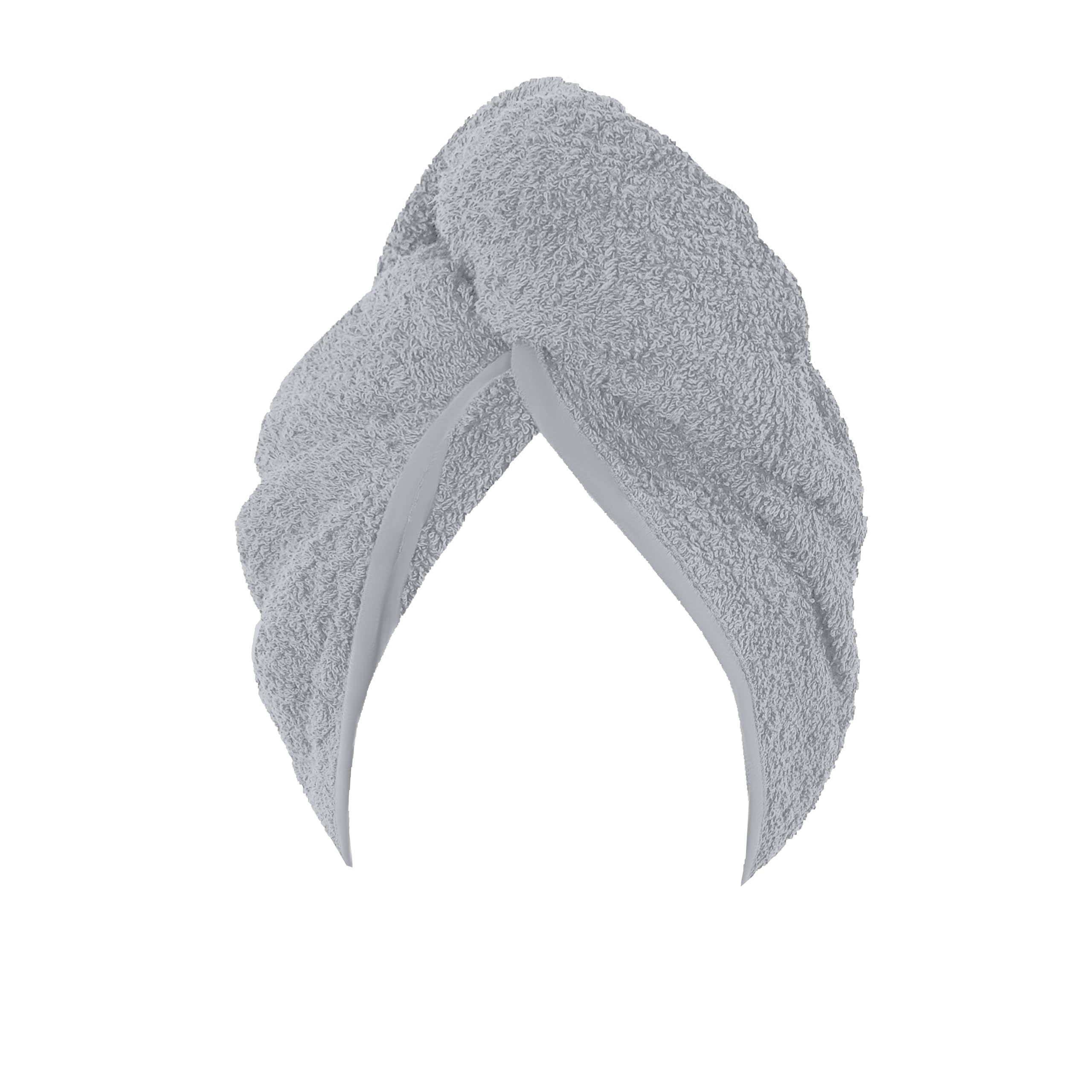 KAM LABELZ Pack of 2 Hair Drying Cotton Soft Terry Towel Turban| Quick Dry Hair Cap, Twist Wrap with Loop & Button|Spa Gym Fizz Free Long Hair Drying (Grey)
