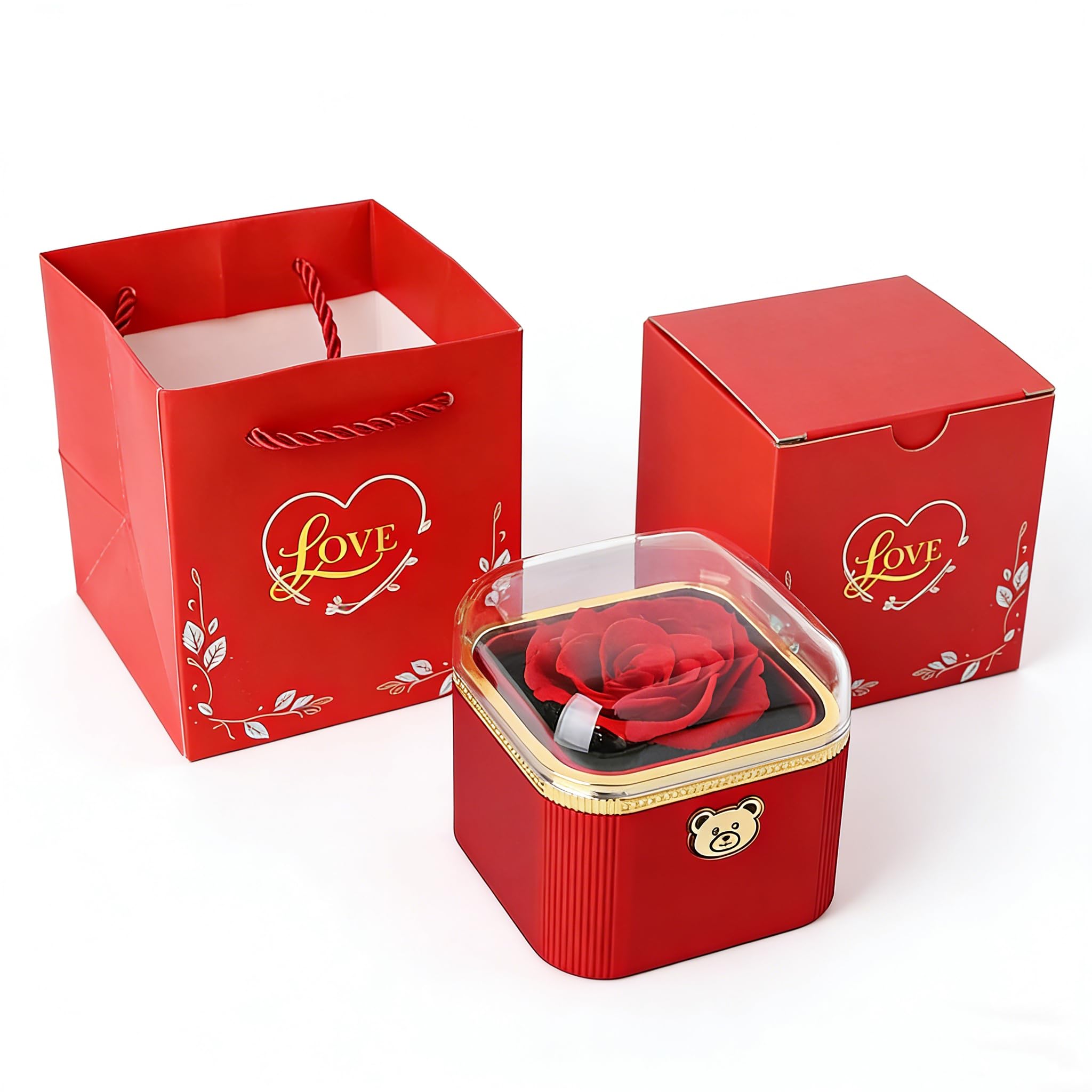 XRWilma Caja de regalo de rosa sorpresa con mecanismo desplegable: junto con nuestras joyas en la tienda, perfecta para joyas, día de la madre, día de San Valentín y regalos de vacaciones para madres
