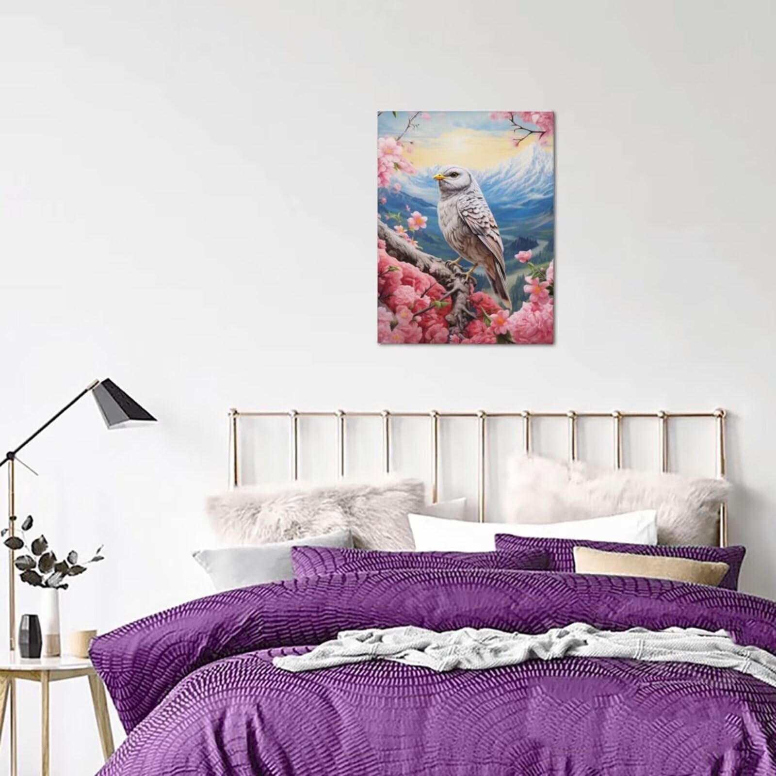 MK254 Malen nach Zahlen für Erwachsene, Malen nach Zahlen zum Selbermachen, Motiv: Vogel, Acrylfarbe nach Zahlen für Anfänger, Ölgemälde, Basteln für Heimdekoration, 60 x 90 cm, ohne Rahmen)