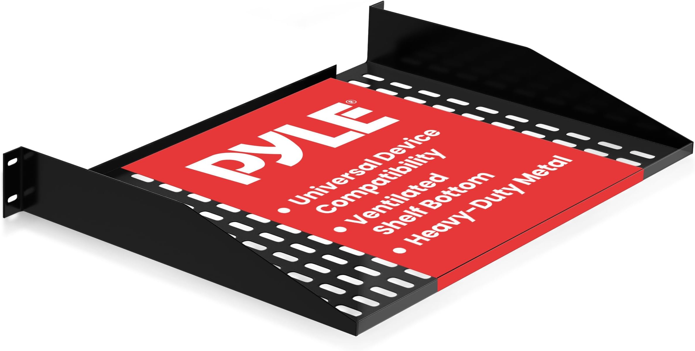 Pyle 1U + 2U Server Rack Shelf Combo Pack | 19” (48.3 cm) Universal Rack Mount Trays for Non-Rack & Half-Rack Equipment | Heavy-Duty Steel Ventilated Shelves | 110lb (50 kg) Capacity Each | Black