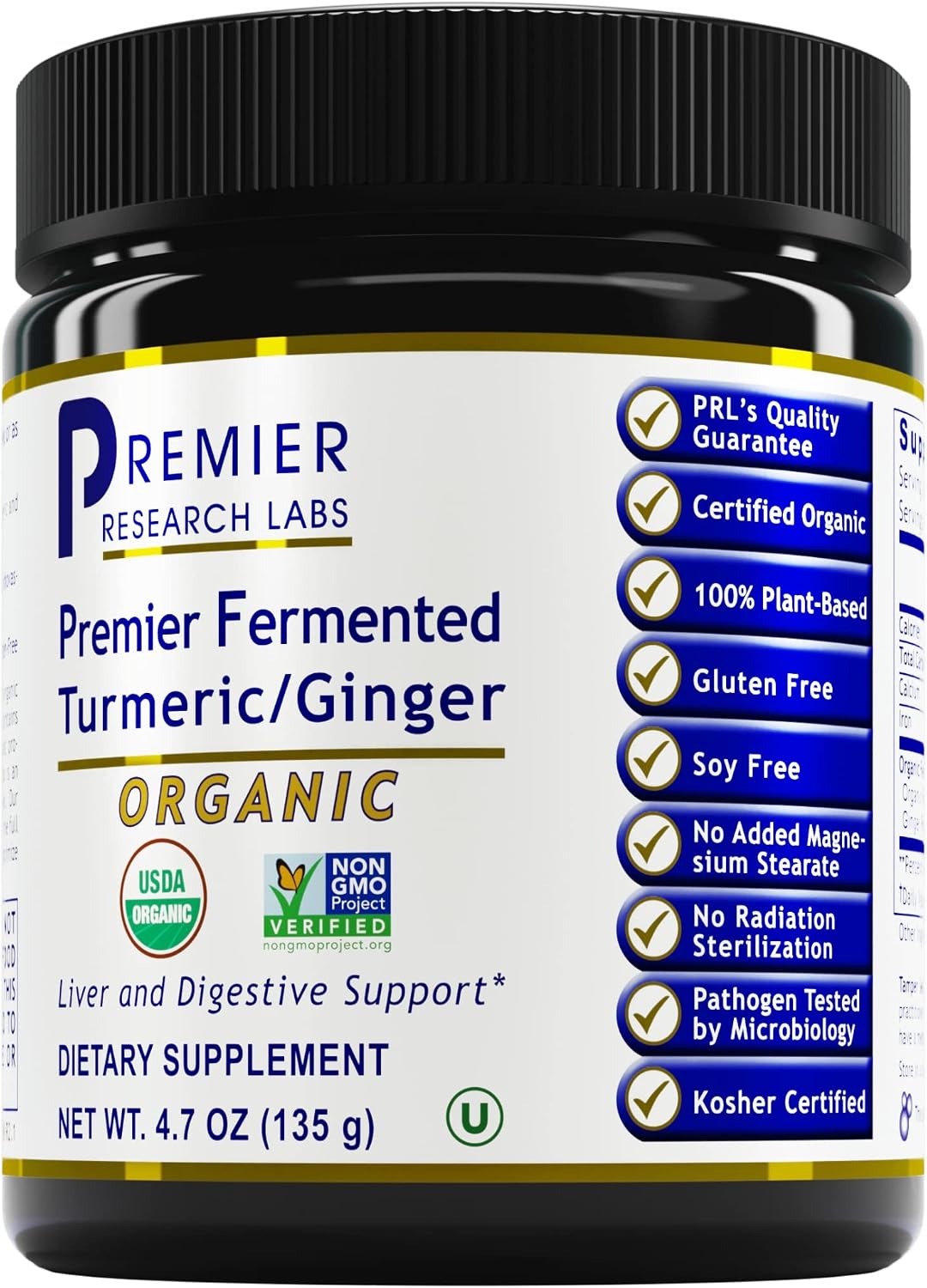 Premier Research Labs Fermented Turmeric Plus - Supports Liver Health, Digestion & Cardiovascular Function - Features Highly Absorbable Probiotic-Fermented Blend - Soy & Gluten Free Powder - 4.7 Oz