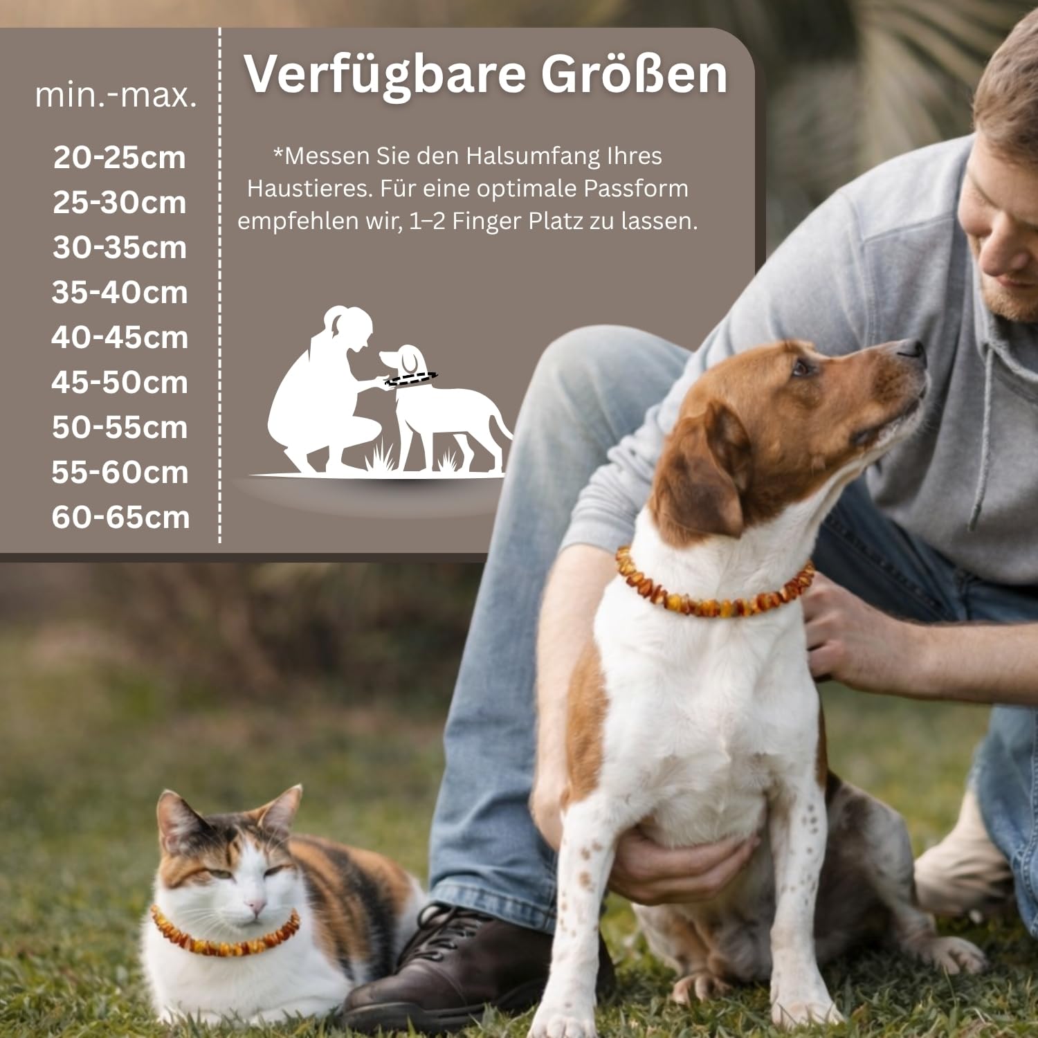 PetLove Bernsteinkette Hund & Katze Verstellbar  100% Baltischer Bernstein  Halsband  Natrlich & Handgemacht  Halsband fr Hunde & Katzen  Gre:  25-30 cm : Amazon.de: Haustier