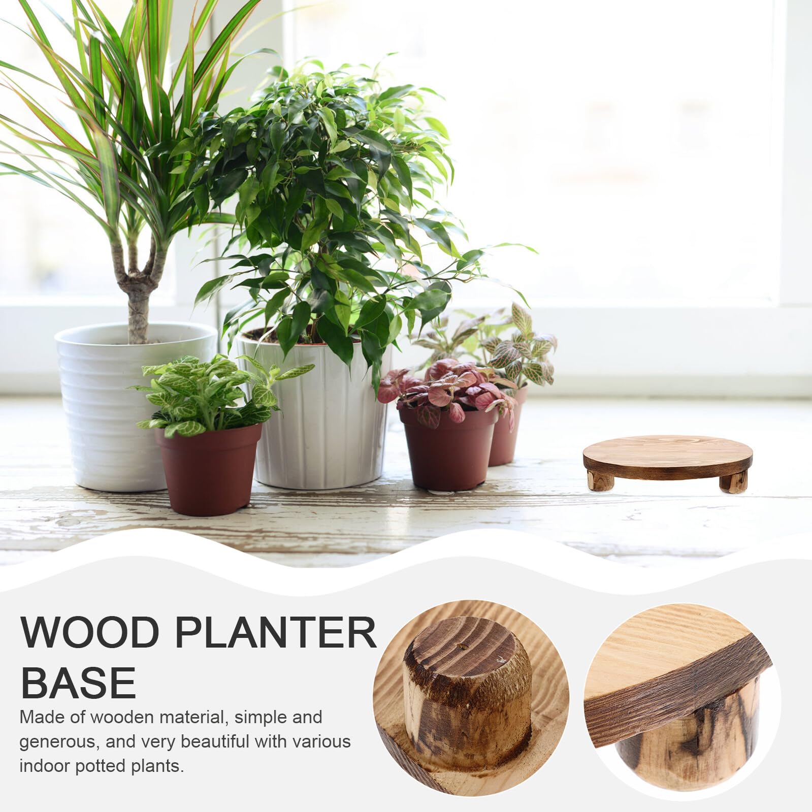 Toyvian Soporte Redondo de Madera para Macetas de Bonsái y Plantas de Interior, Base Estable y Multifuncional para Escritorio de Sala, Diseño Simple y Práctico