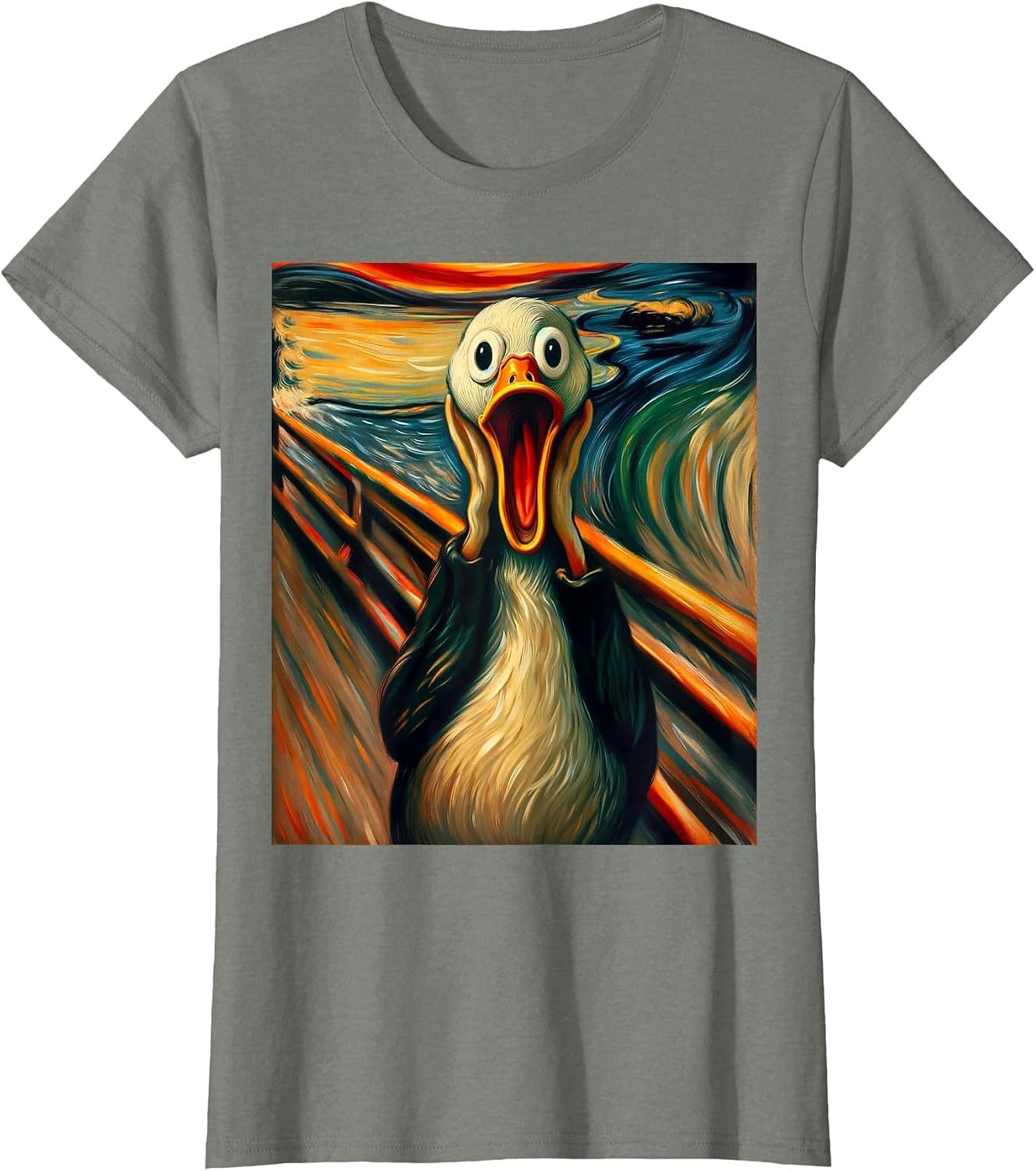 Expressionist Scream Art Funny Painting Parody Humor Duck T-Shirt image 5