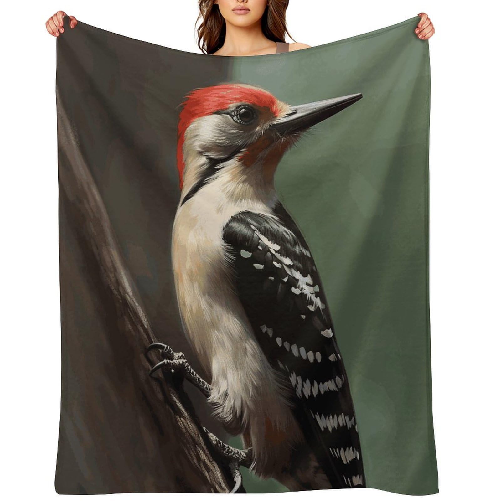 Woodpecker Blankets Flannel Soft Blanket for Couch Warm Cozy Throw Blankets Fashion Bed Blanket Thick Bath Towel Bedspread Tapestry for Home Supplies Gift 40"x50"