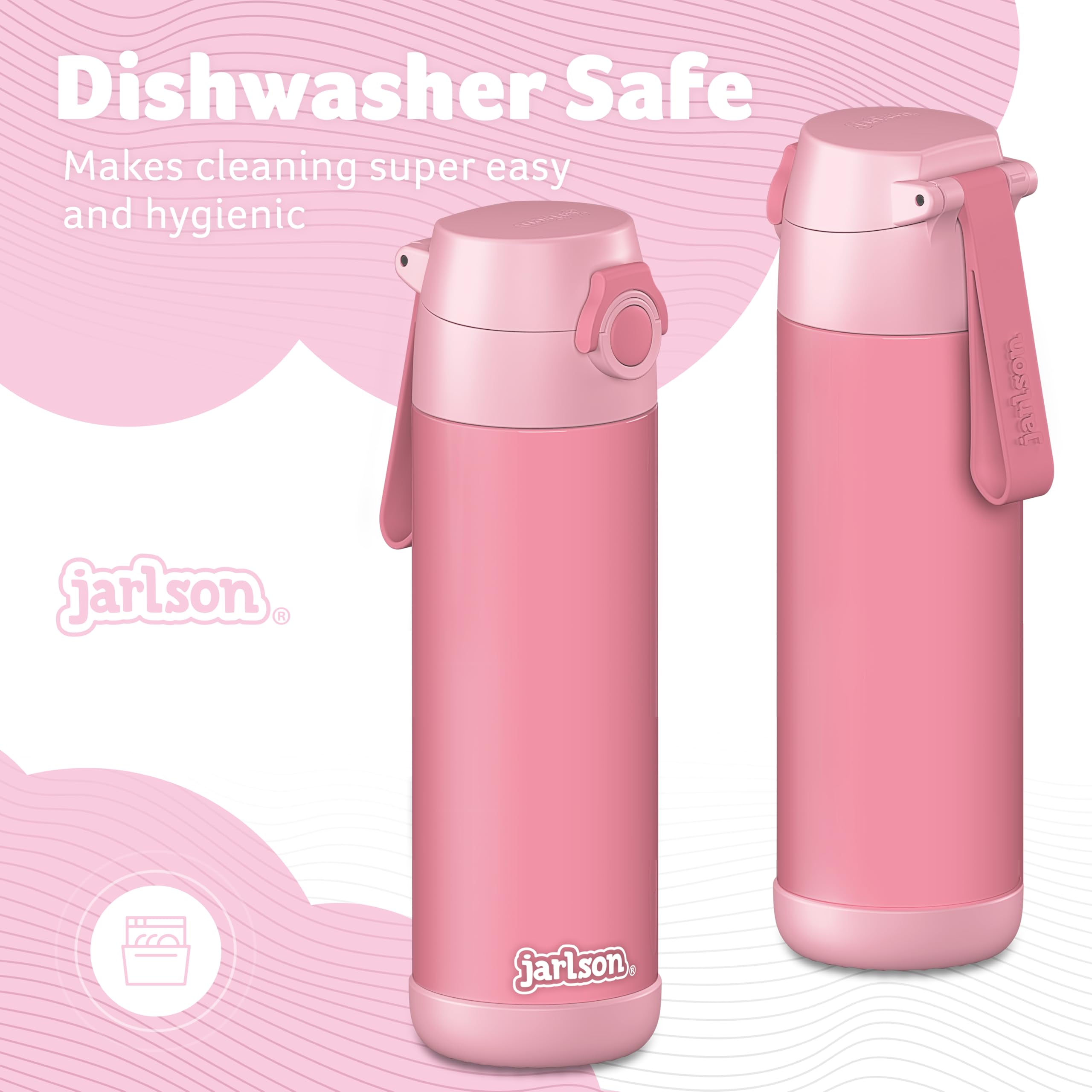 Jarlson® Borraccia Bambini Acciaio Inox MALI, Bottiglia Termica, Senza BPA, Bottiglia Acqua, Termos, Thermos - 500ml - Rosa