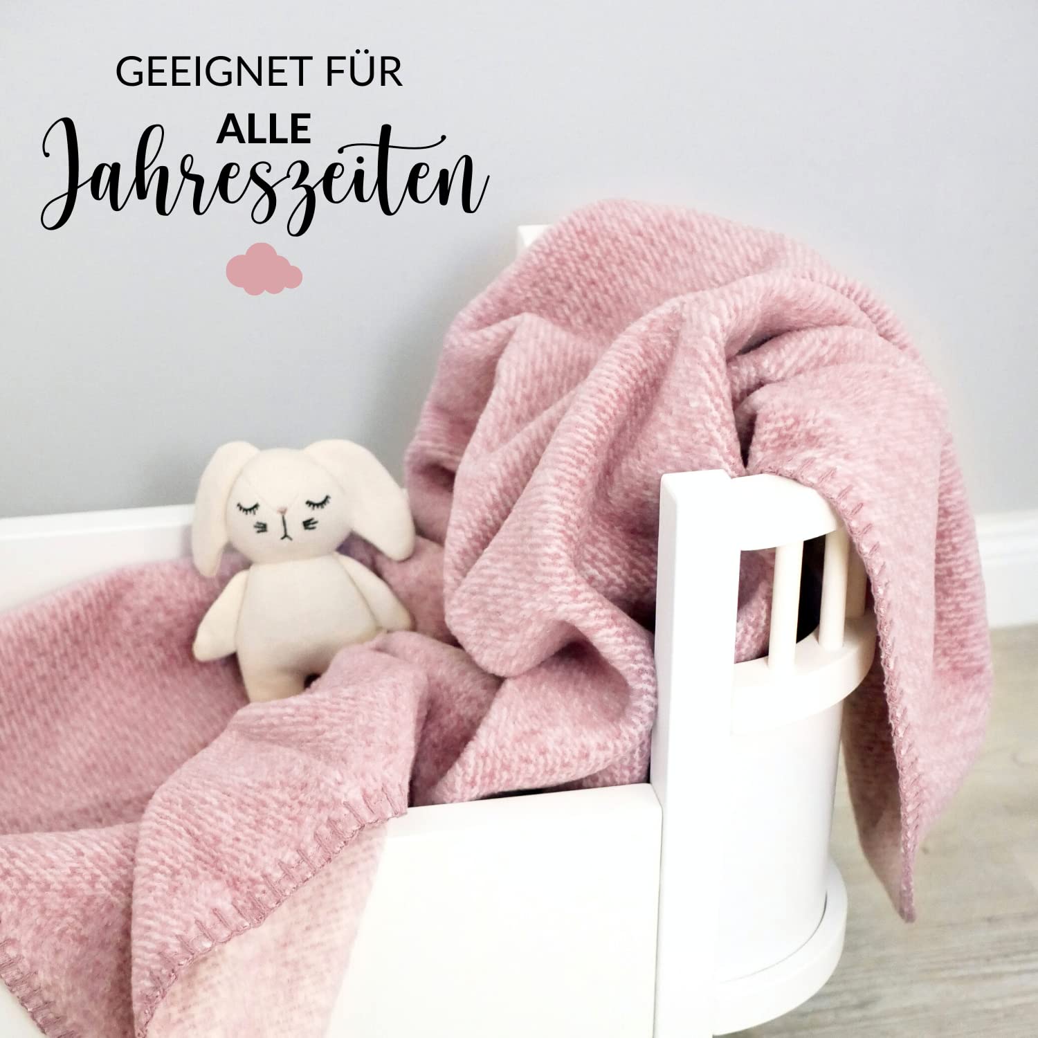 kids&me® Manta para bebé de algodón (orgánico), certificado Öko-Tex, fabricada en Alemania, manta de lana suave para bebés, manta de algodón rosa para niñas, 70 x 100 cm