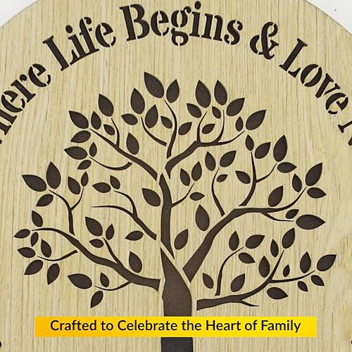 Miniatura 2 de UNIDECO Arte de pared de árbol de la vida, redondo de madera de 11.75 pulgadas, regalo familiar, decoración para colgar, luces LED de madera a