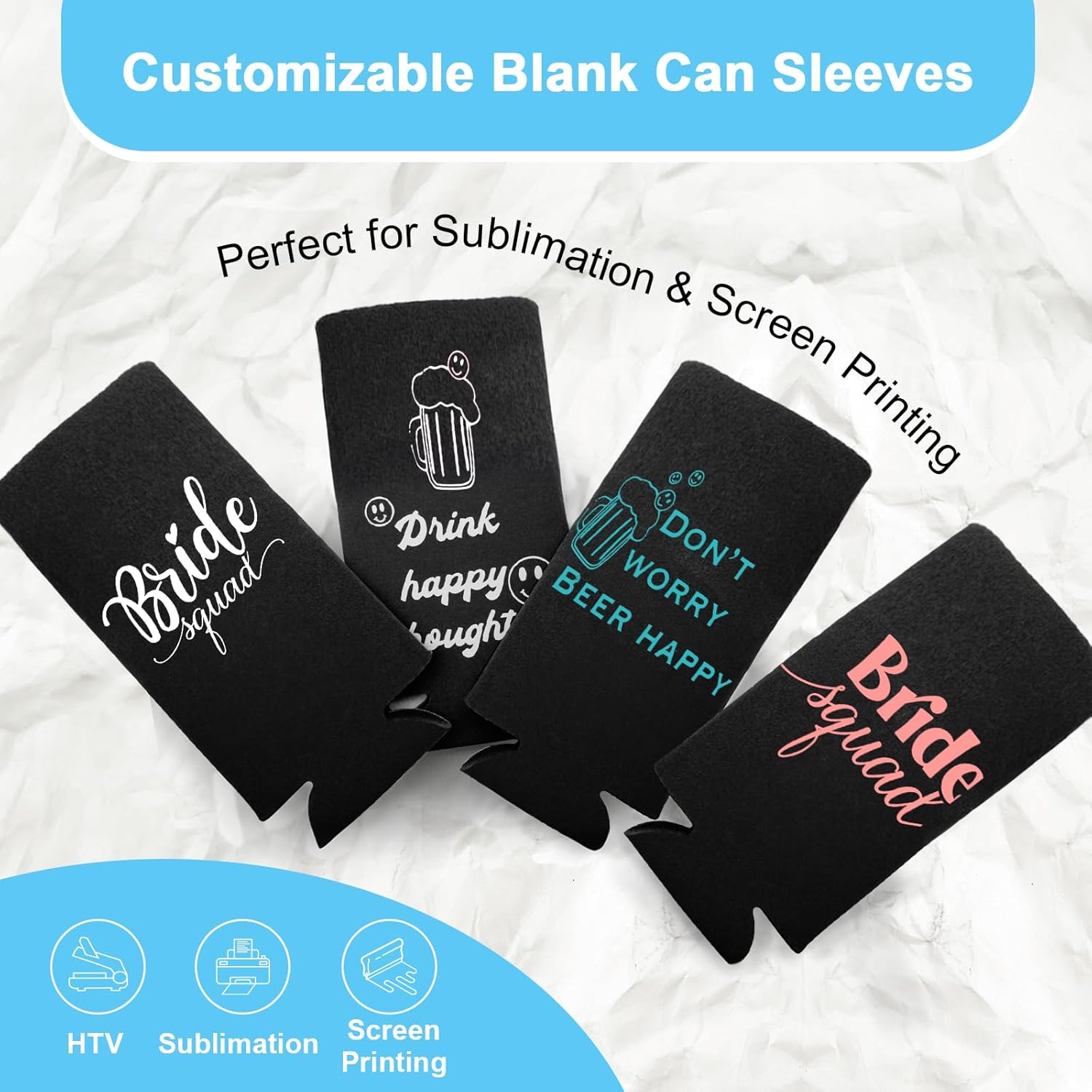 Slim Can Cooler Sleeves (12 Pack) Bulk Customizable, Blank Foldable Foam Insulators for Beer Bottles & 12oz Tall Cans, Sublimation/HTV-Ready for Beer, Seltzer & White Claw (BrightOrange) - Image 4