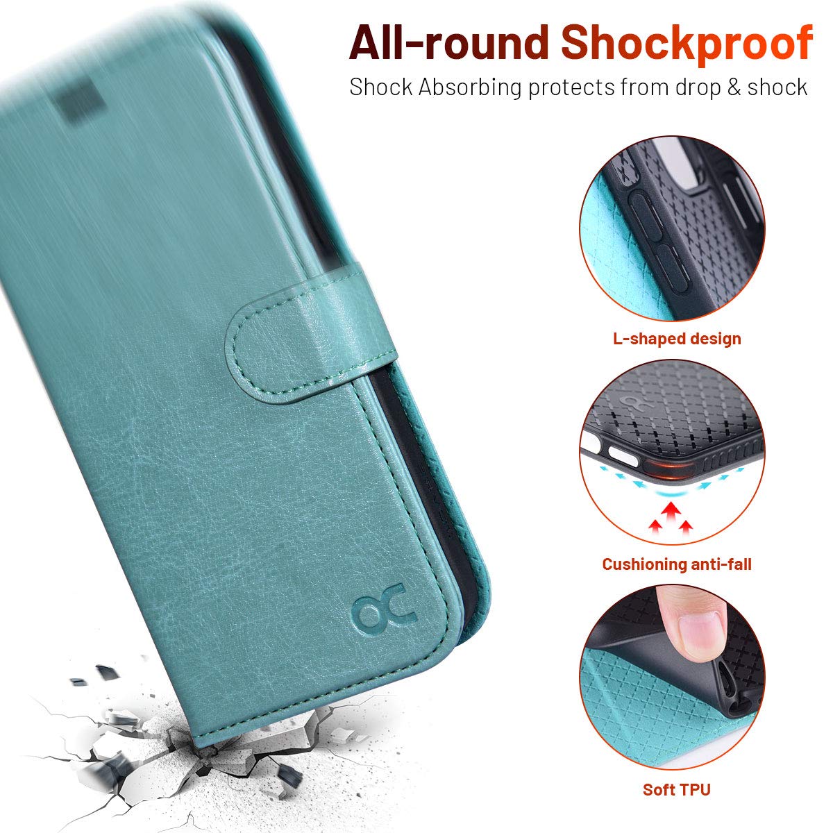 OCASE IPhone 12 Case, IPhone 12 Pro Case PU Leather IPhone 12/12 Pro 5G Wallet Flip Phone Cover