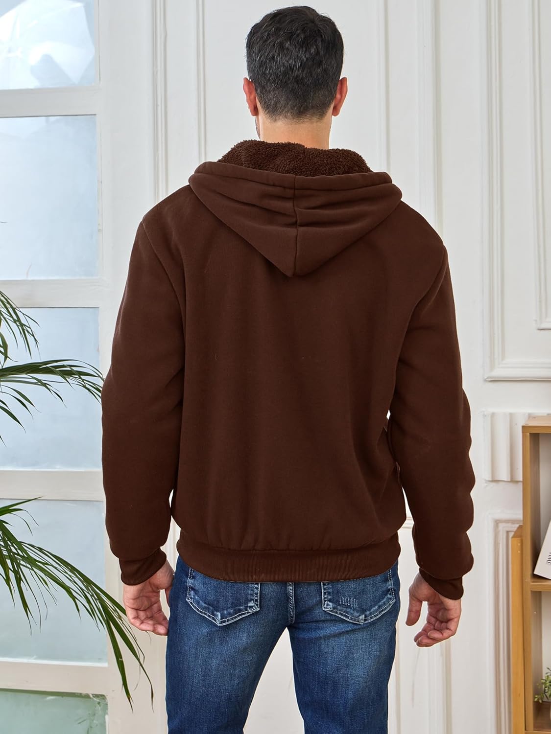 Hoodies for Men Full Zip Up Fleece Warm Thick Jackets Heavyweight Sherpa Lined Coat - Image 2