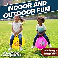 Vista 3 de Flybar Pelota Saltarina para Niños, Pelota Inflable de Rebote con Mango para Juego Activo en Interiores y Exteriores, Incluye Bomba, Juguete