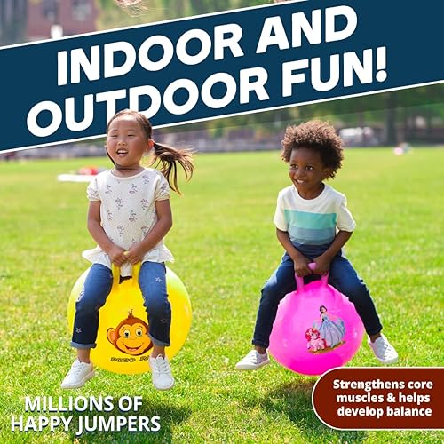 Miniatura 3 de Flybar - Pelota infantil de equilibrio para saltar My First Pogo Pals con asa, juguete para interior y exterior, bomba de aire incluida, M, overol