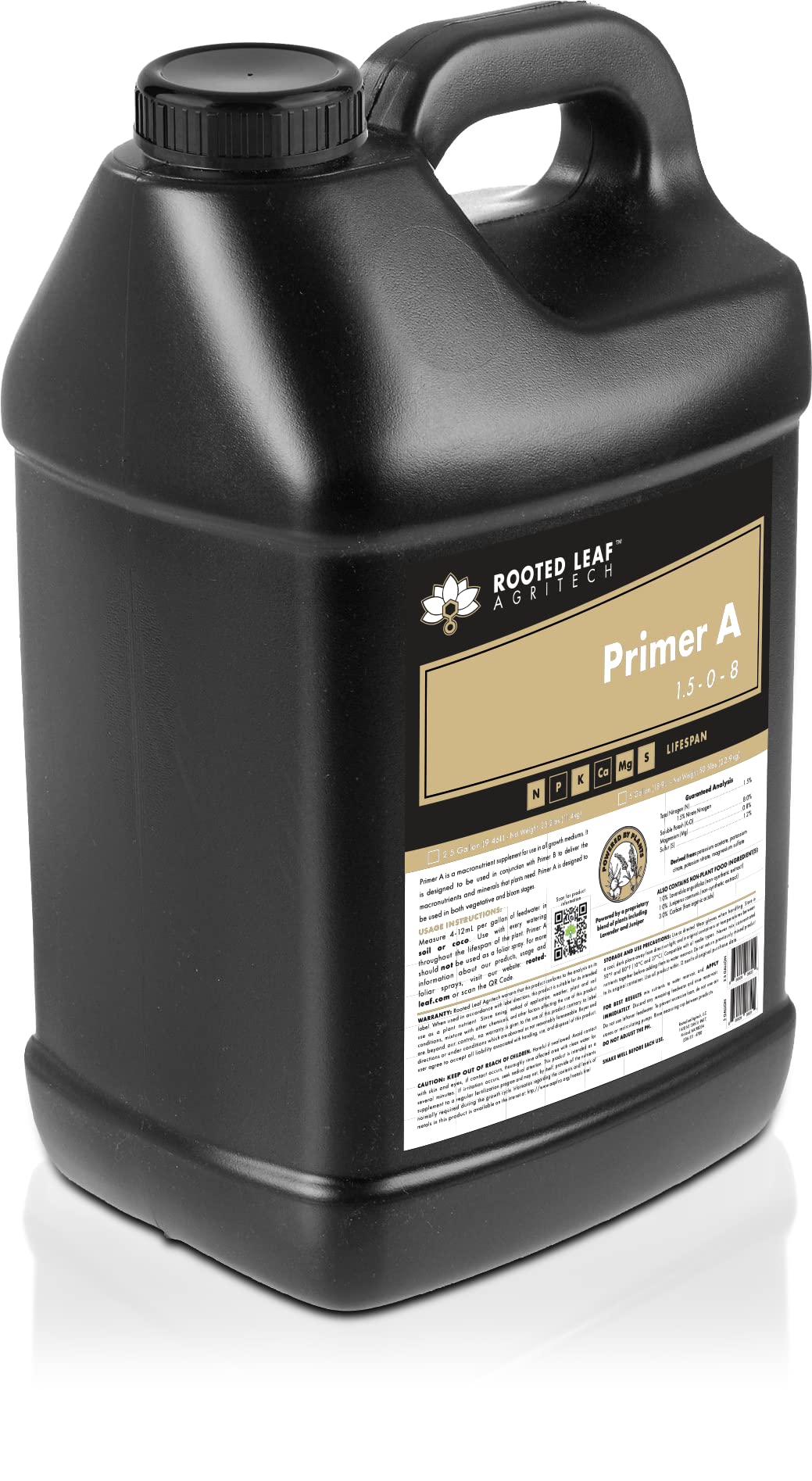 Primer A - Carbon-Based Nitrogen Potassium Plant Fertilizer 100% Bioavailable Nutrients Containing Organic Acids for Indoor House Plants Vegetables Tomatoes - 2.5 Gallon