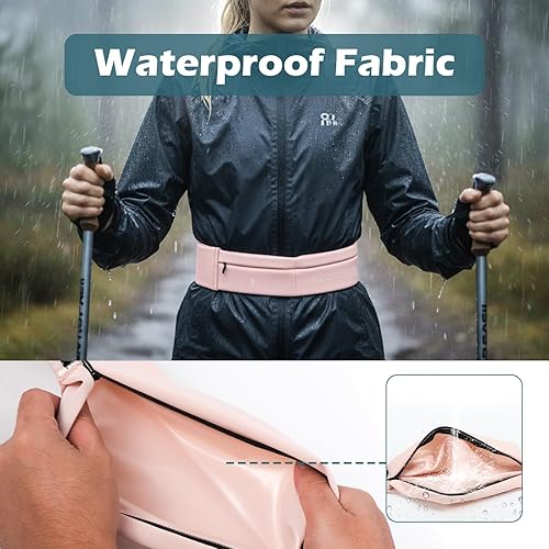 Miniatura 5 de Lsnisni Cinturón delgado para correr para hombres y mujeres, riñonera para correr con botella de agua y toalla, cangurera con múltiples bolsillos,