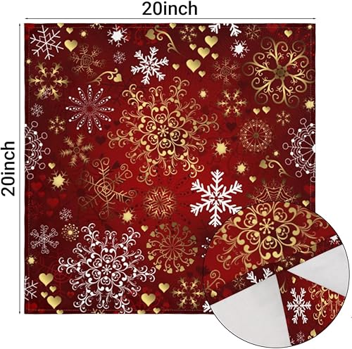 Miniatura 3 de Cloth Napkins Set of 6 Christmas Theme 20x20 Inch Cloth Napkins Winter Holiday Snowflake Washable Reusable Kitchen Dinner Napkins Table Decor for