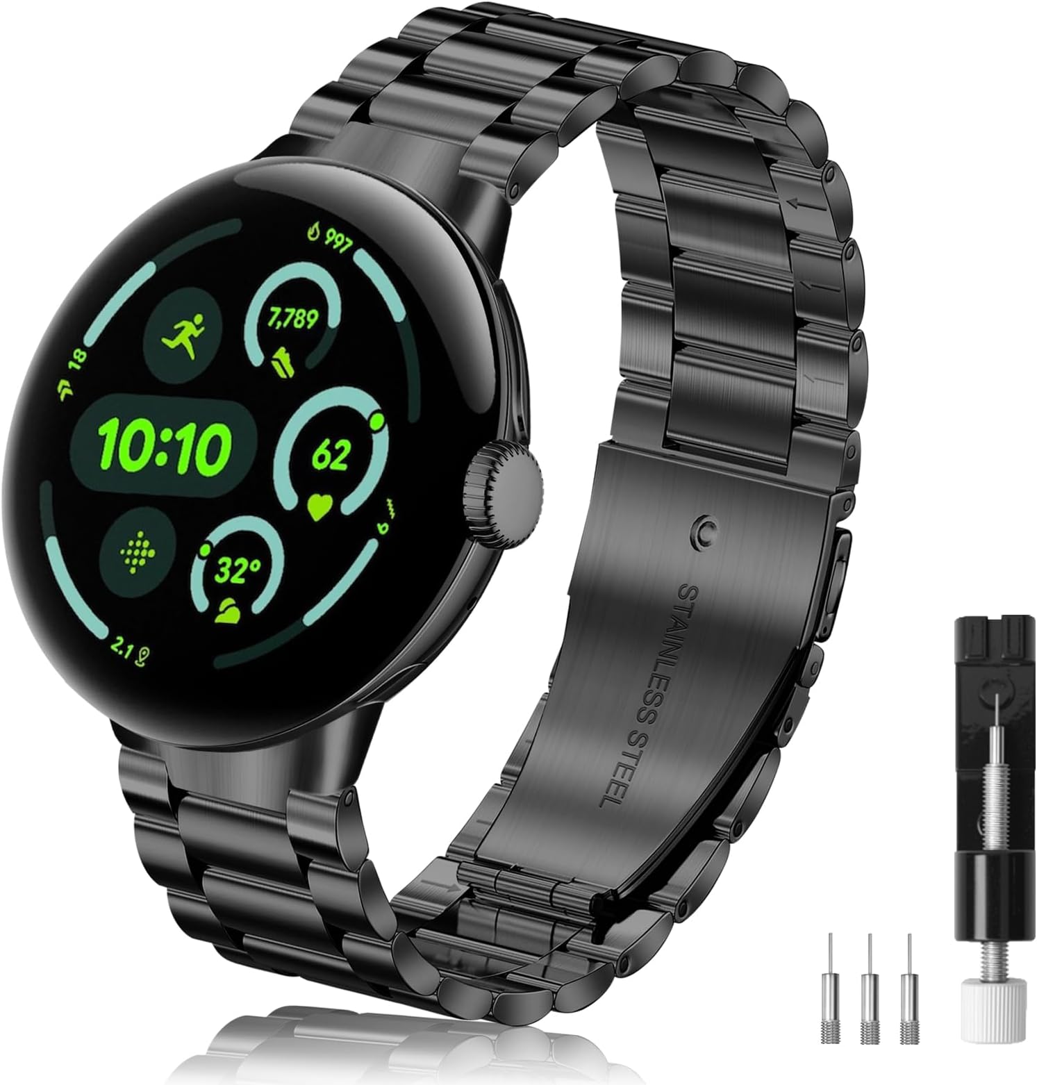 Yeahxing Metal Band for Pixel-Watch 3 45mm 41mm - Stainless Steel Bands for Google Pixel Watch 4/3/2/1 2025, Adjustable Wristband for Men Women