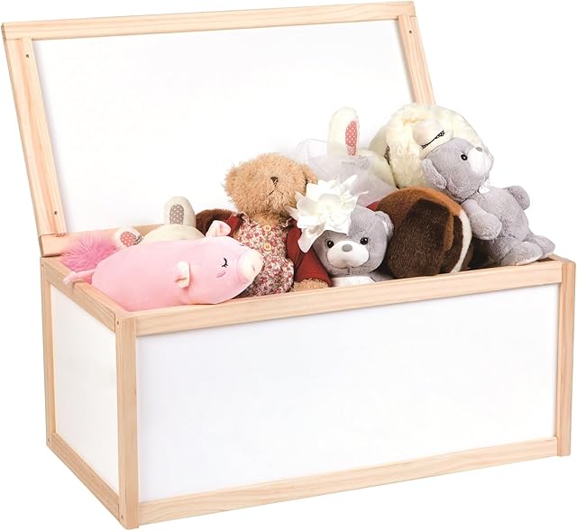 Lelin Wooden Childrens Kids Toy Storage Box All-Purpose Chest Unit Box White