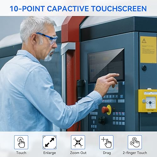 Miniatura 3 de Eyoyo Monitor de pantalla táctil de 10 pulgadas, pantalla táctil Raspi, pequeño monitor VGA AV HDMI, pantalla IPS portátil para CCTV, DVD, PC,