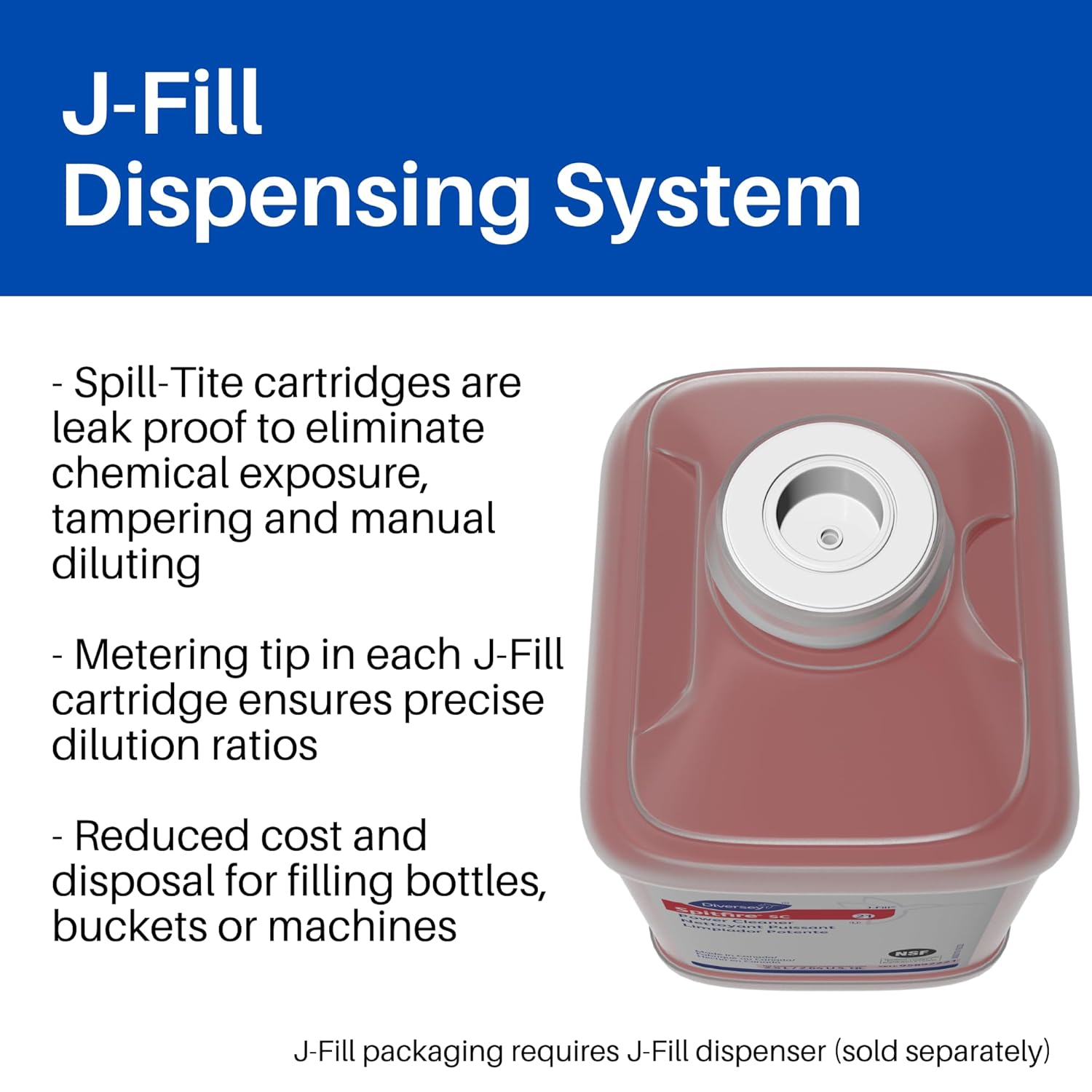 Spitfire Diversey SC 95892221 Liquid Power All-Purpose Cleaner, Heavy Duty Degreaser for Shops & Kitchens, Pine Scent, J-Fill Concentrate, 2.5-Liter