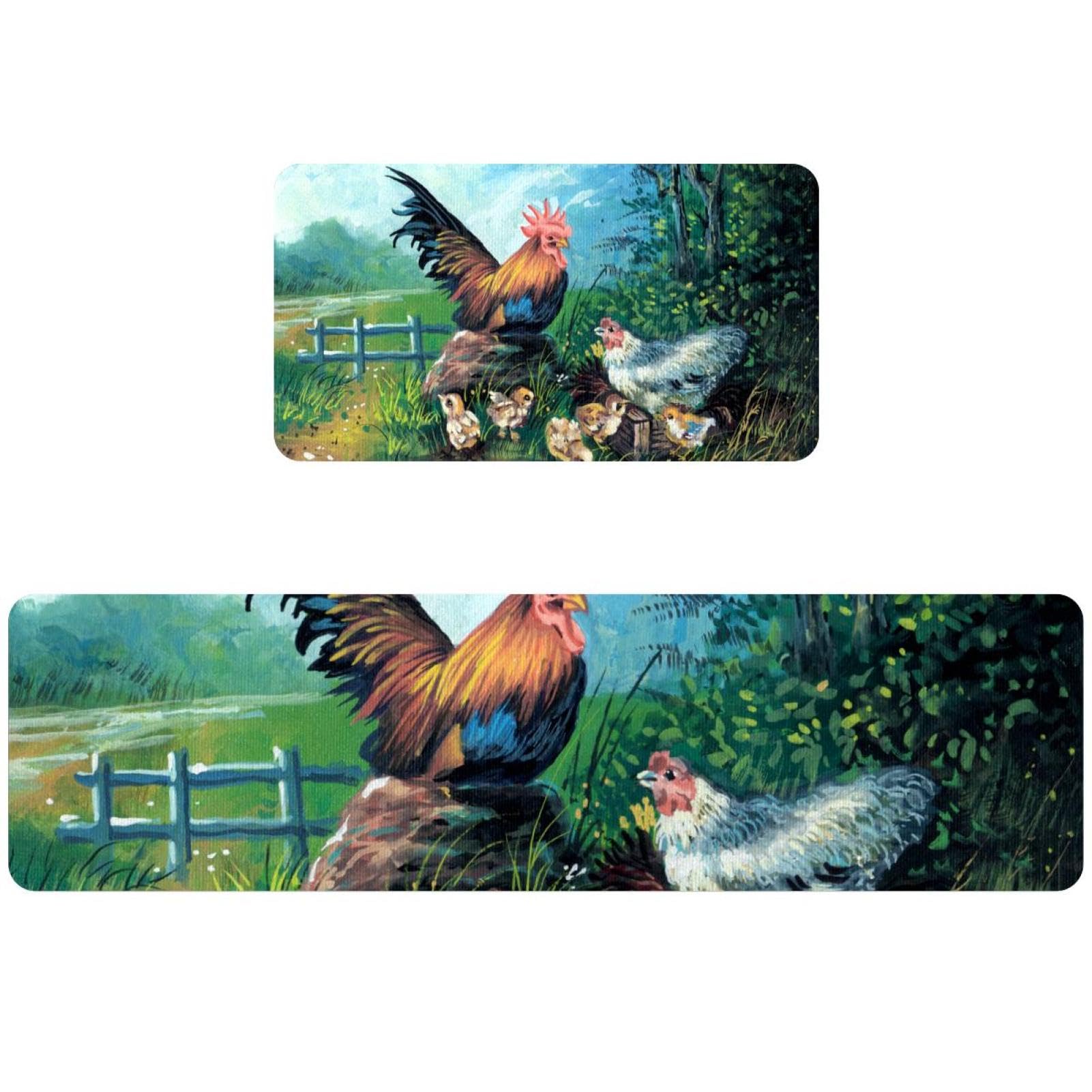 Tapete de cocina para evitar resbalones, juego de 2 alfombras lavables de granja 1