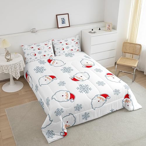 Miniatura 3 de Erosebridal Juego de edredón de Papá Noel, regalo de Año Nuevo, ropa de cama para niños y niñas, juegos de ropa de cama de 3 piezas, decoración de