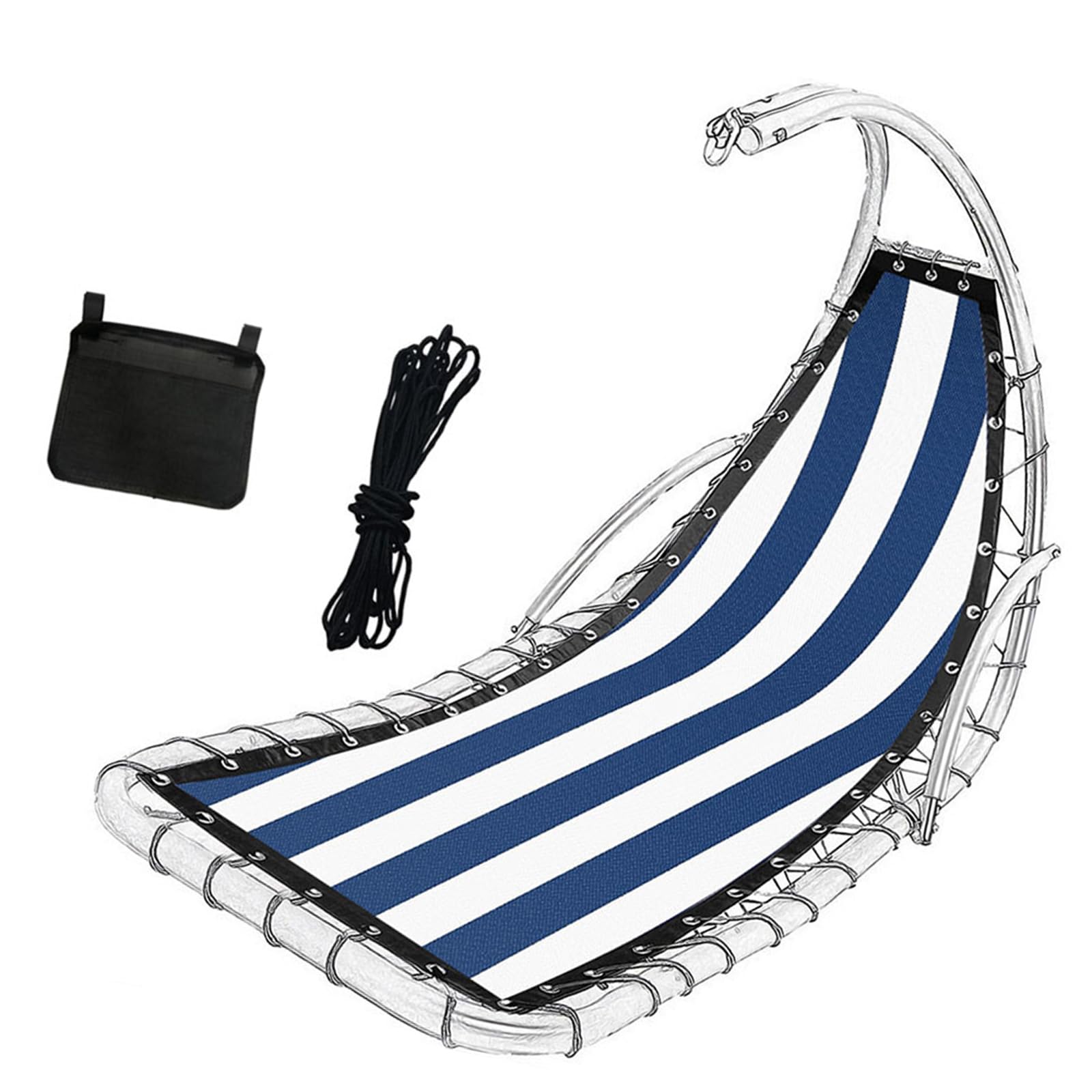 Tela de repuesto para silla de playa de 64x197 cm con correas de nailon y bolsillo