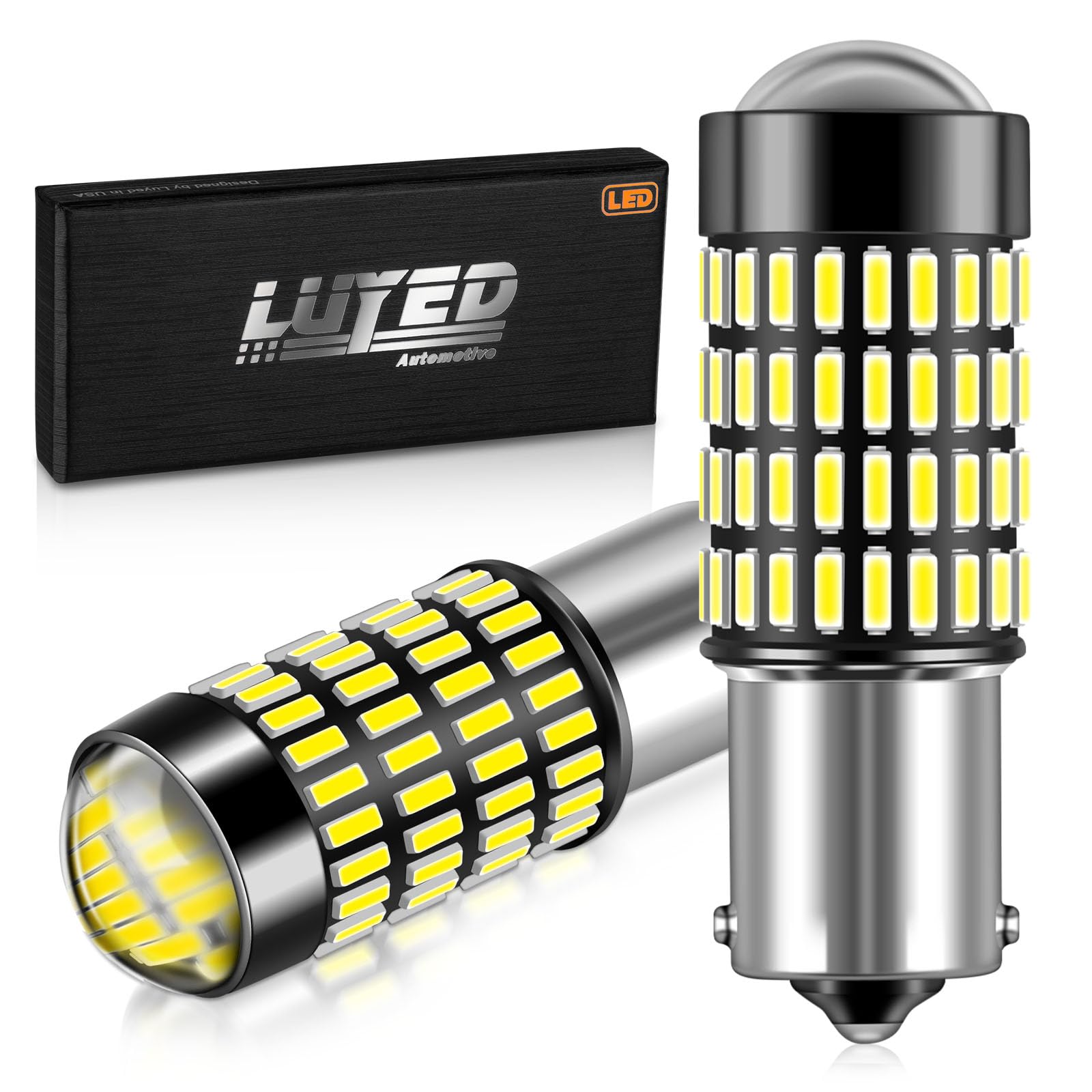LUYED 1156 1141 LED Bulb 3400 Lumens Extremely Bright 1003 7506 BA15S P21W LED Light Bulbs for Backup Reverse Tail Turn Signal Lights,Xenon White,Pack of 2