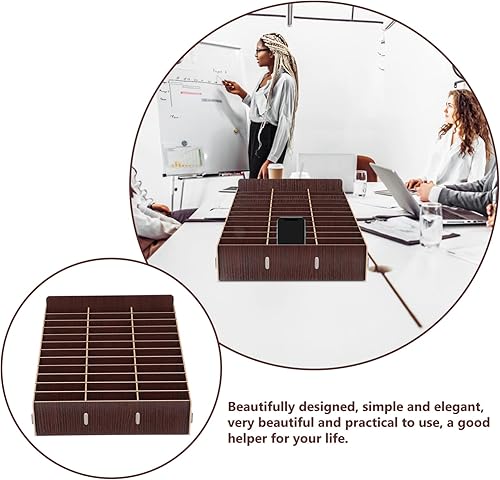 Miniatura 9 de SEWACC Caja de almacenamiento para teléfono celular 36 rejillas soporte de madera para teléfono celular organizador de escritorio caja de