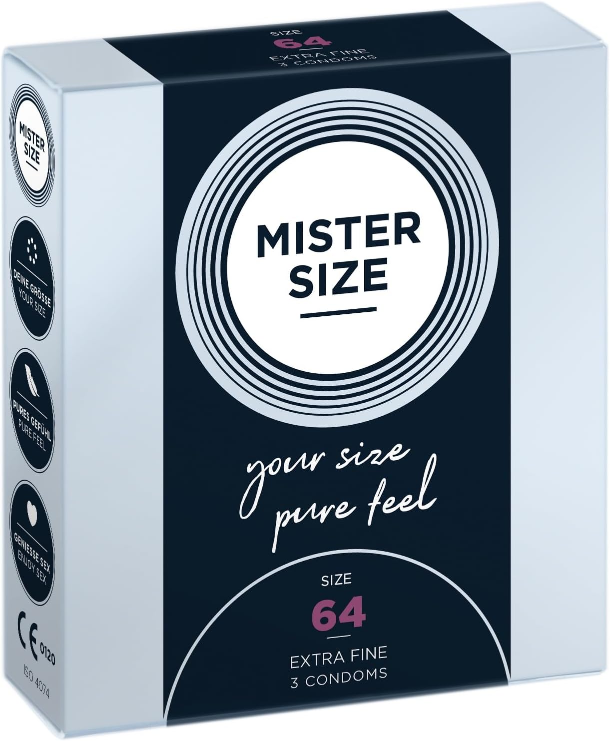 Condoms – Extra Thin & Ultra Soft – Natural Feel – Extra Lubricated – Perfect Fit – Natural Rubber Latex – Maximum Safety – 3 Pack, 64 mm