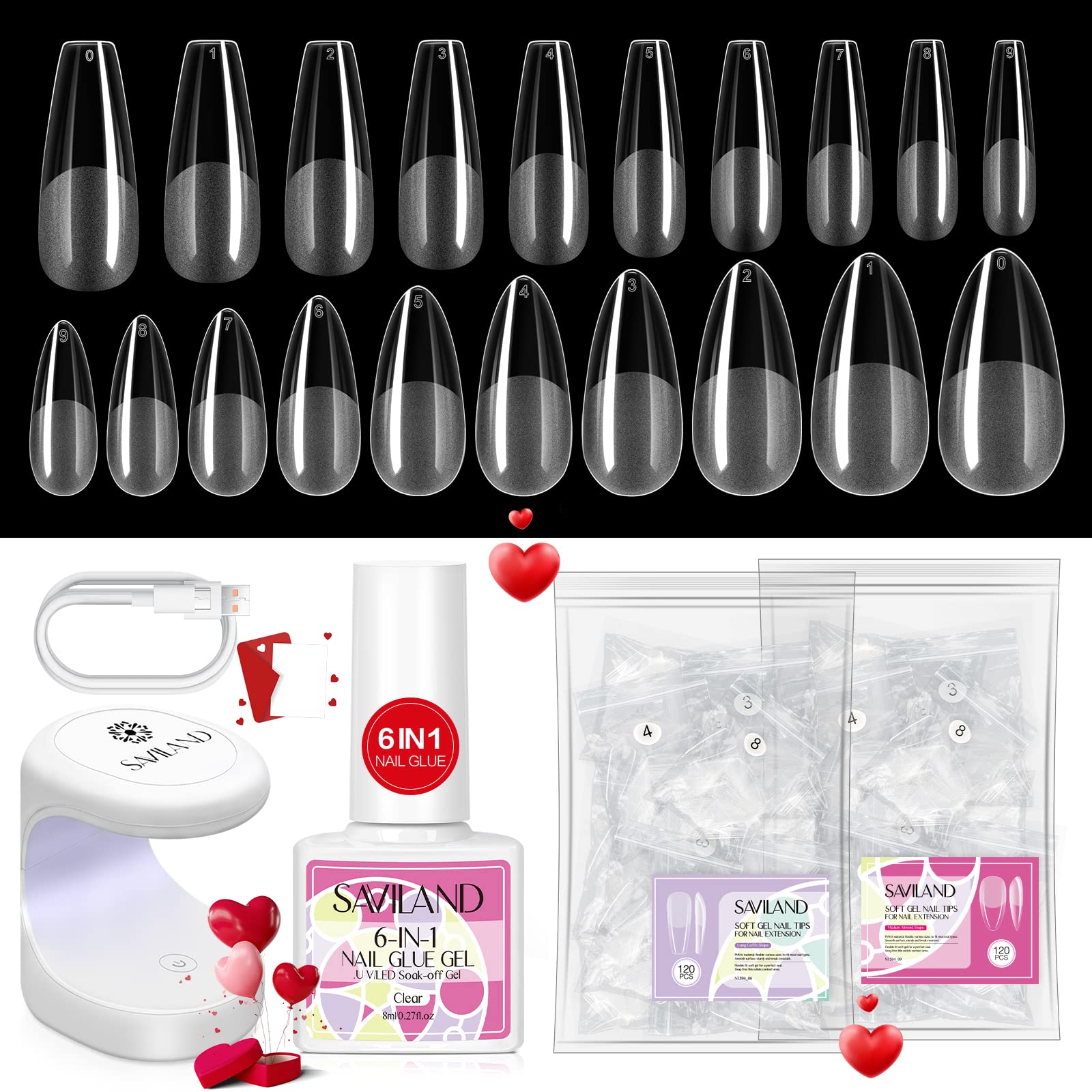 SAVILAND アーモンド ジェル ネイルキット - ネイルドリルキット UVランプ ネイル用 500個 ネイルチップとグルージェルキット 自宅でネイルデザインができる使いやすいマニキュアツール ネ… Amazon | Saviland ネイル チップとグルー ジェル キット - 240PCS