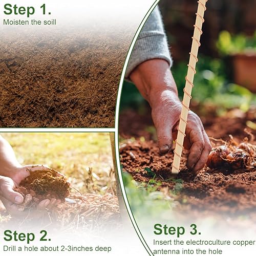 Miniatura 5 de Estacas para plantas de electrocultivo, paquete de 6 antenas de bobina de cobre para jardinería de electrocultivo, antena de cobre de 12 pulgadas,