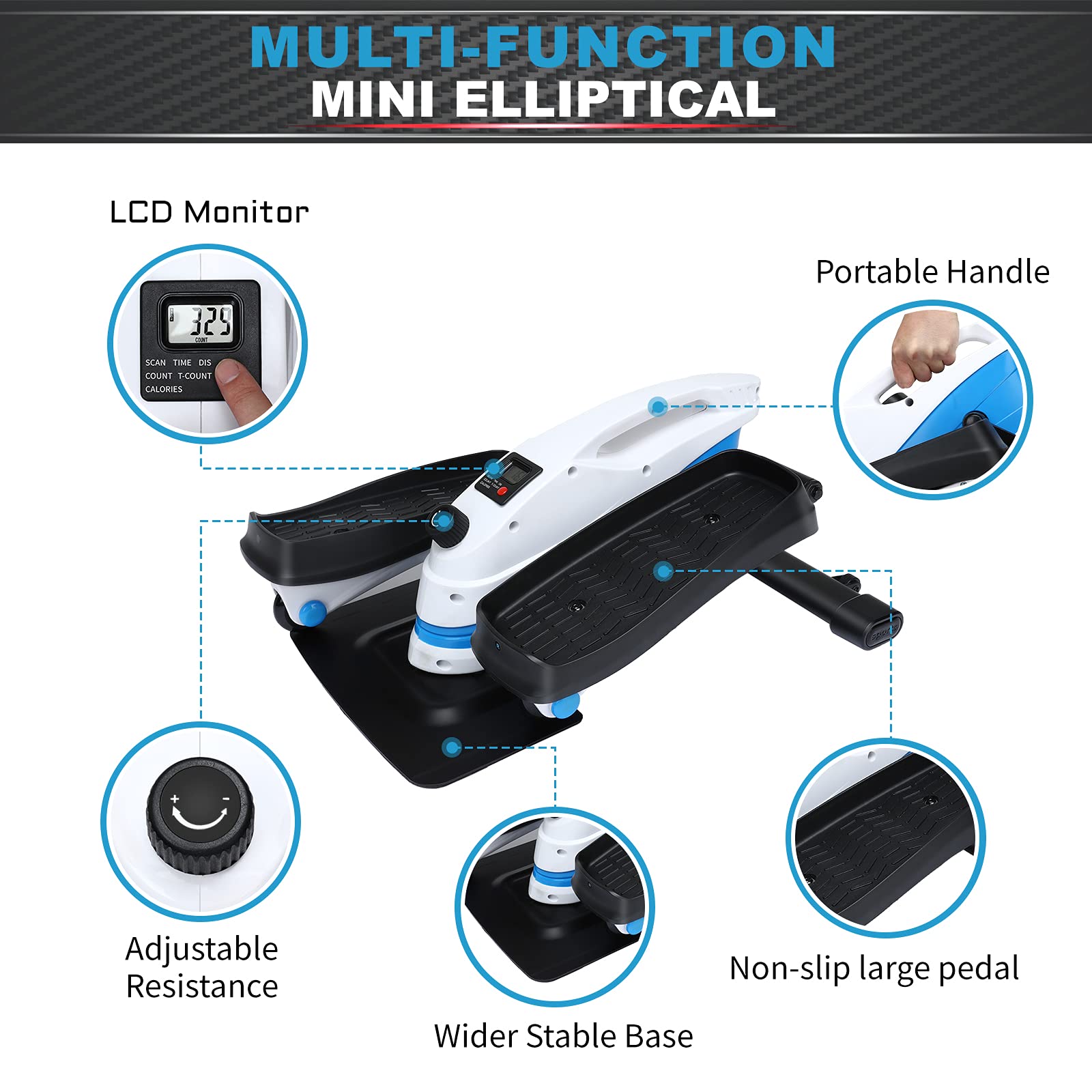 SSPHPPLIE Under Desk Elliptical Machine, Under Desk Bikes Trainer, Mini